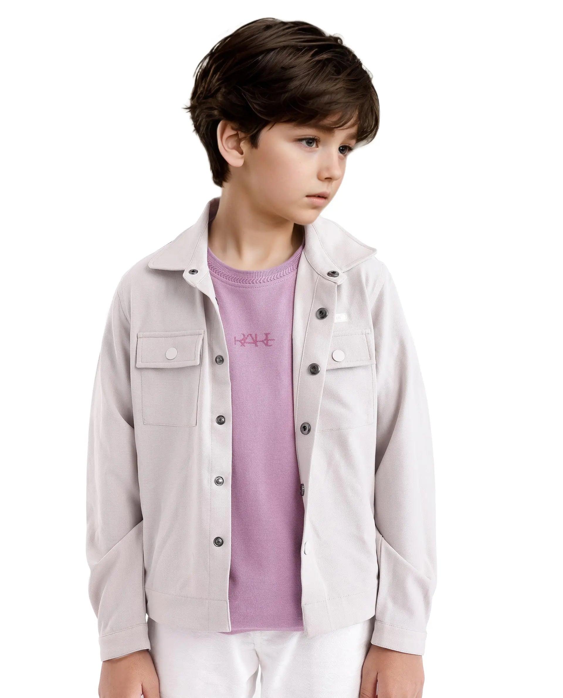 Rare Ones Kids Heron Pastel Purple Cotton Short Sleeve Crew Neck Twill HD Print T-Shirt