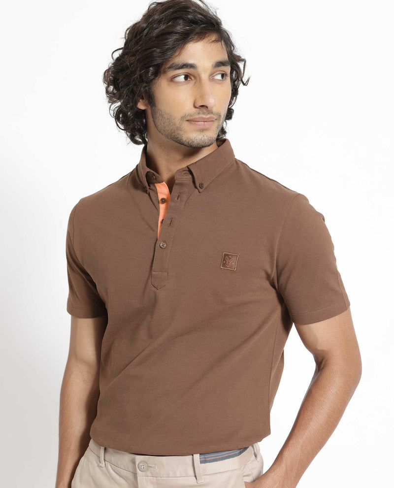 Men's brown polo outlet t shirt