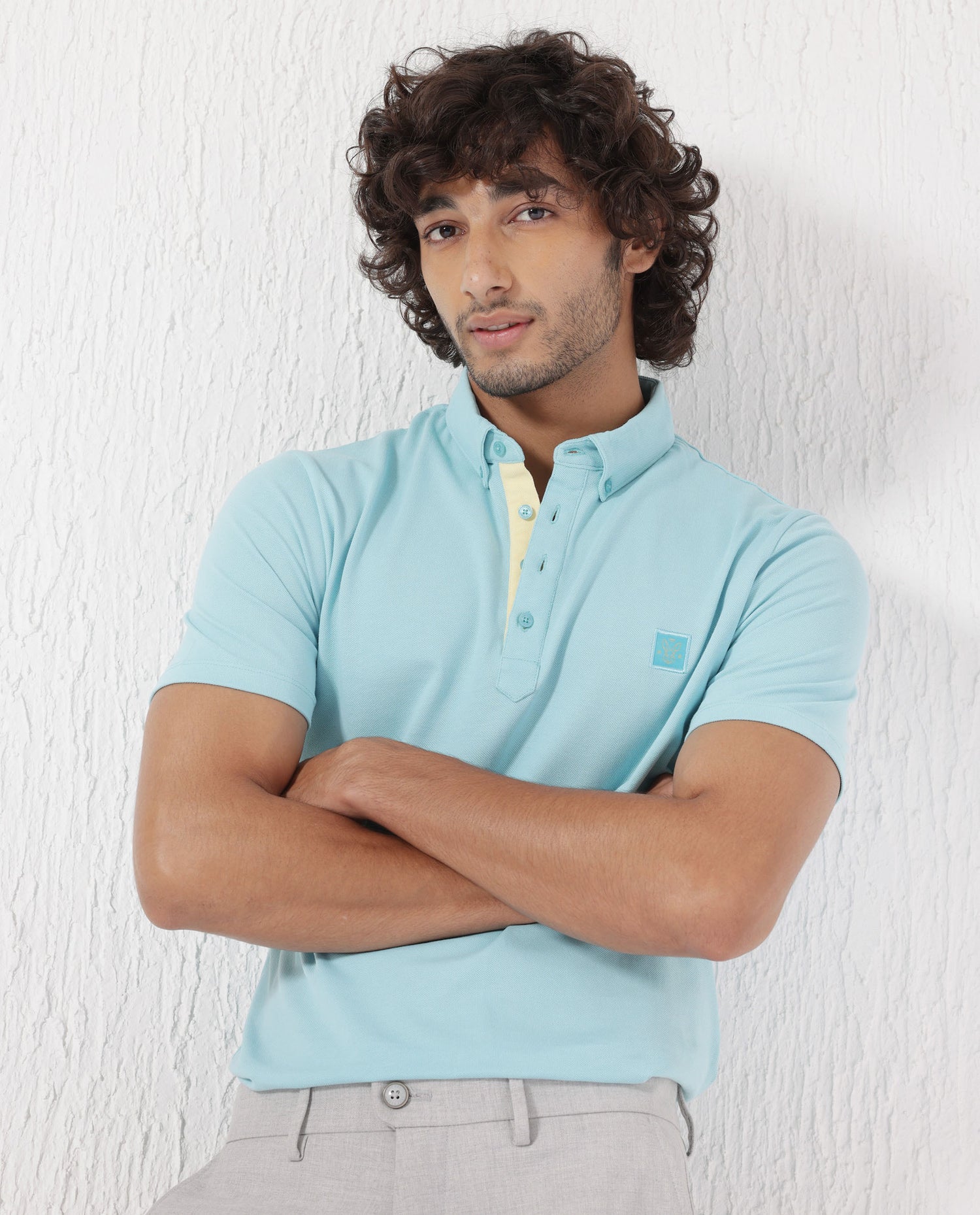 Rare Rabbit Men's Herval Dark Brown Cotton Fabric Collared Neck Half Sleeves Polo T-Shirt Plus Size main image 1