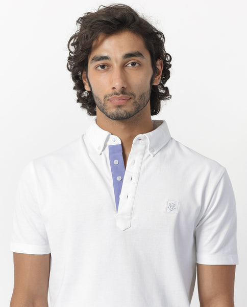 Rare Rabbit Men's Herval Dark Brown Cotton Fabric Collared Neck Half Sleeves Polo T-Shirt Plus Size