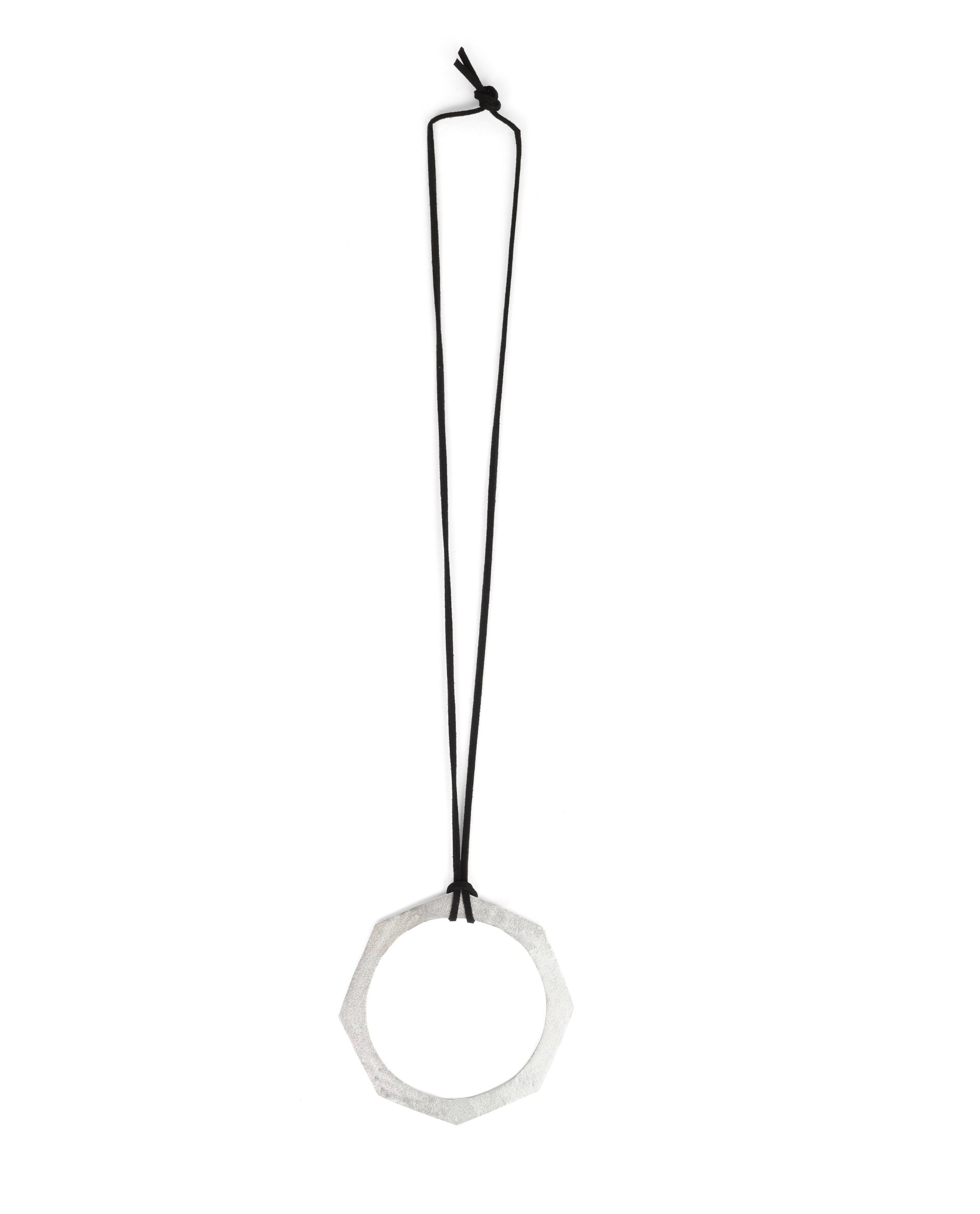 Rareism Women Hexagon Silver Bangle Necklace