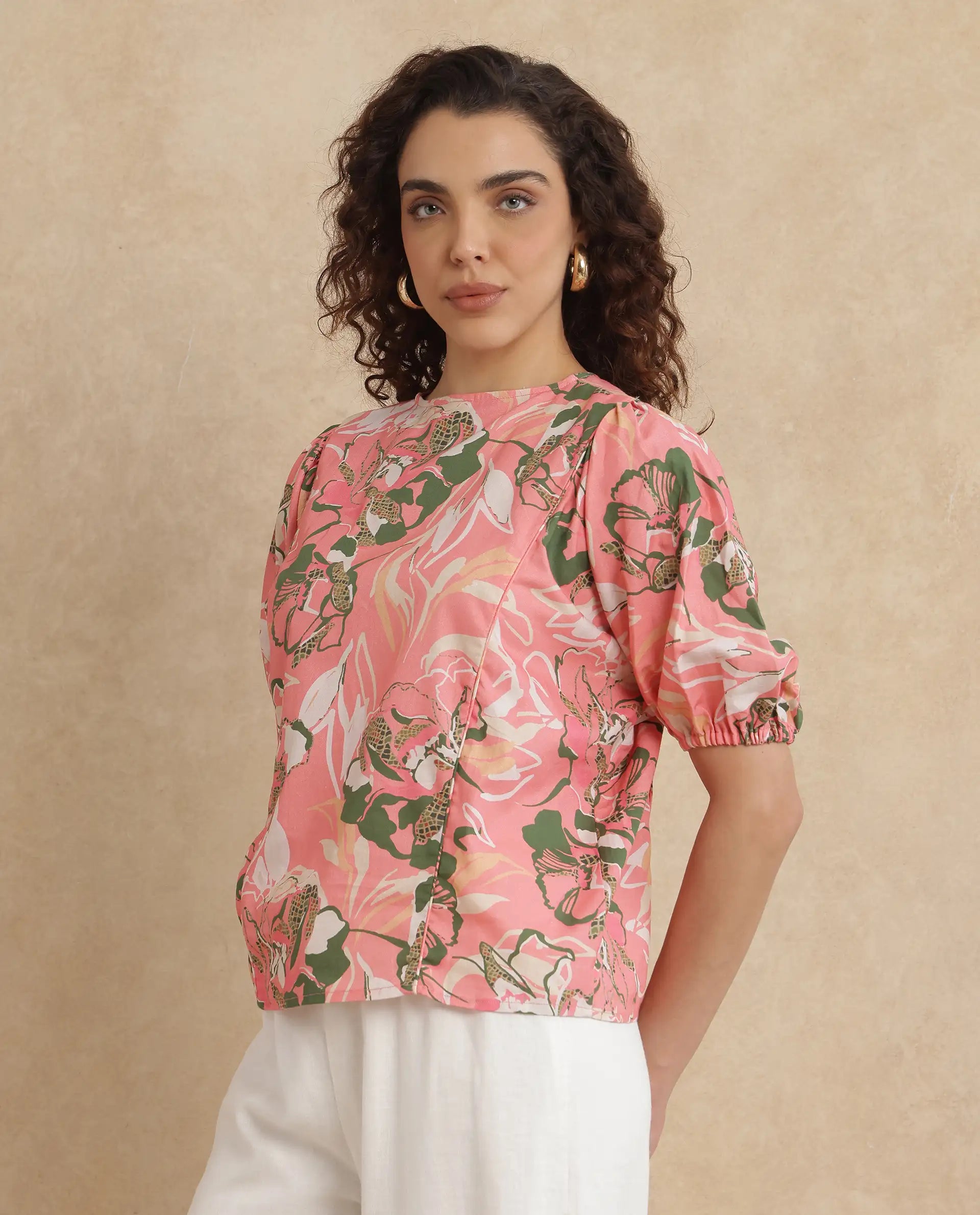 Rareism Women Hirtemis Pink Print Top