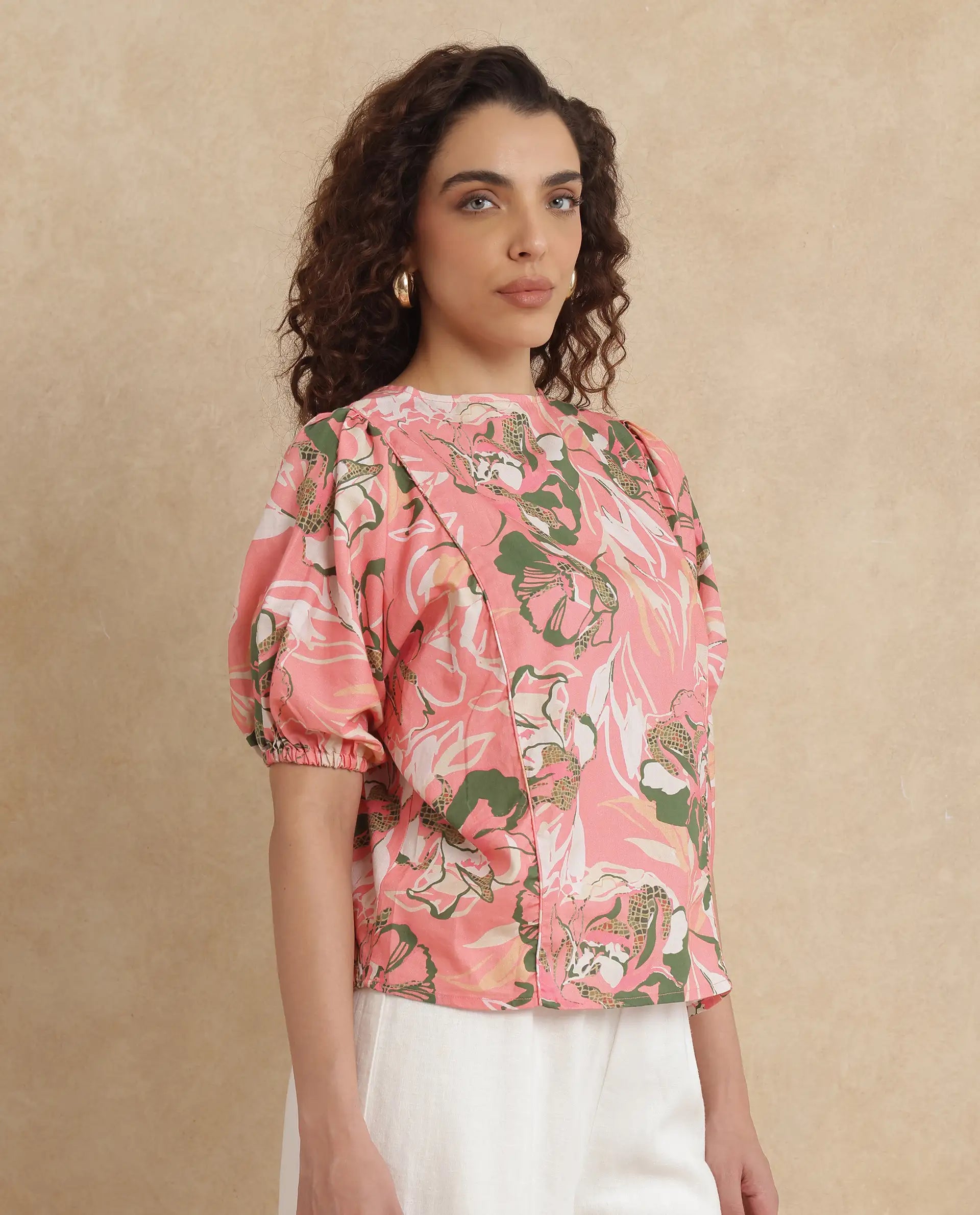 Rareism Women Hirtemis Pink Print Top