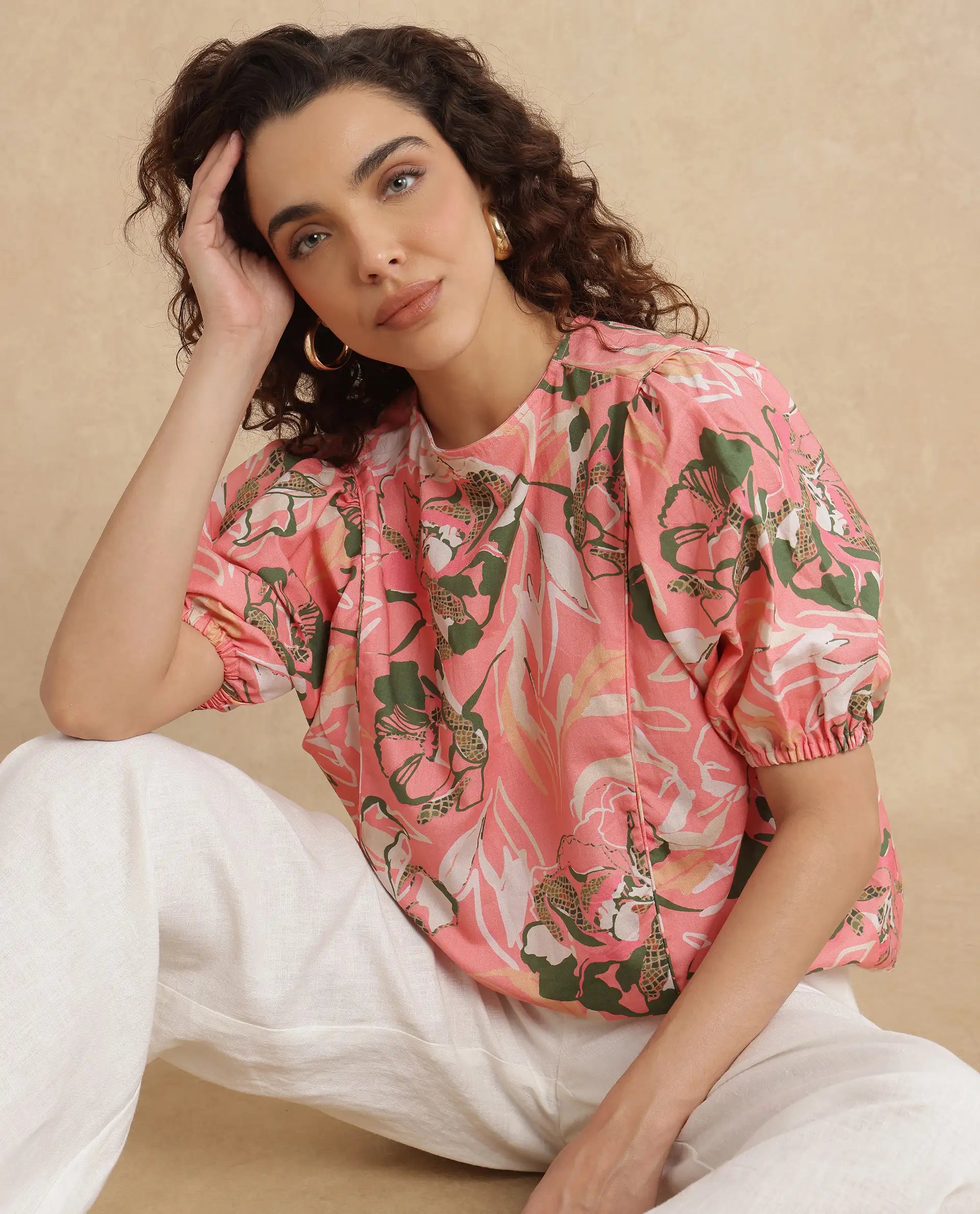 Rareism Women Hirtemis Pink Print Top