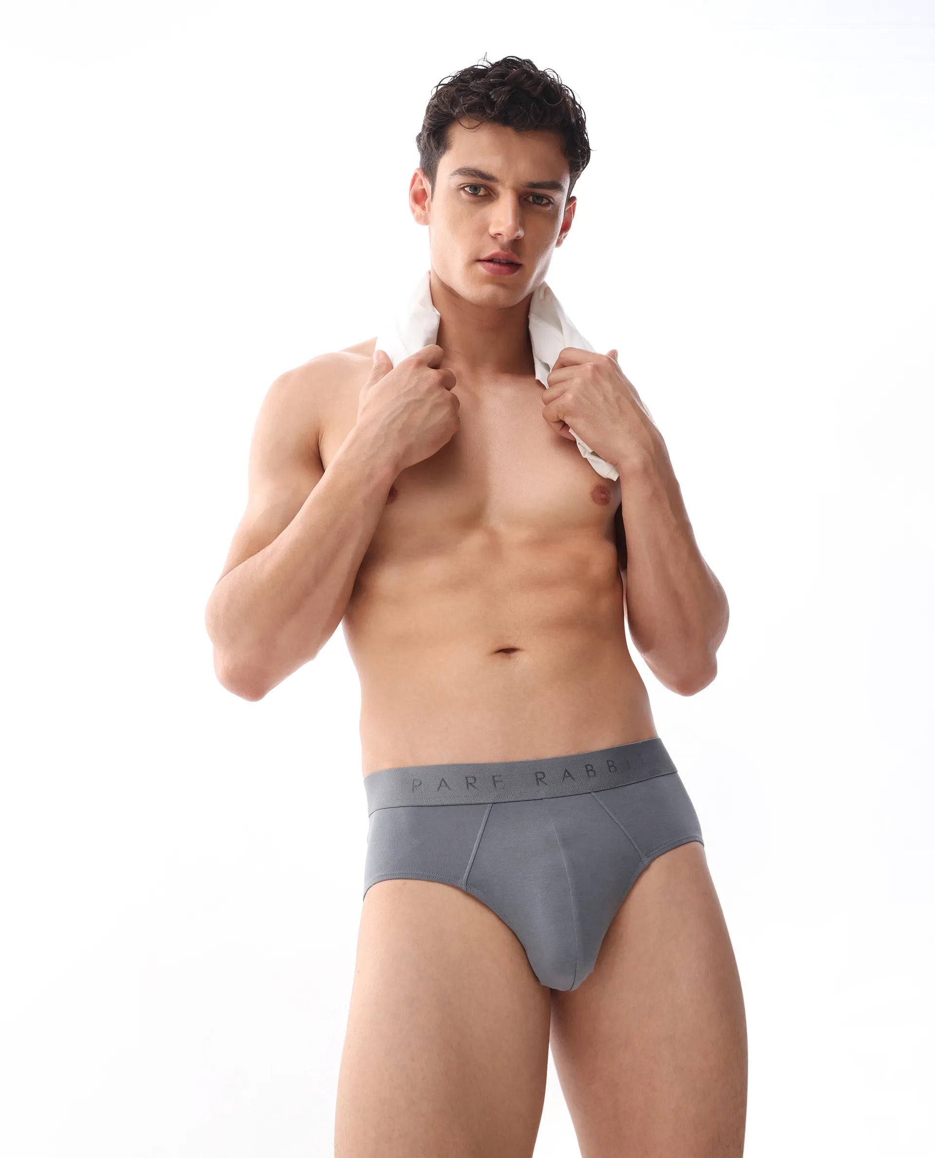 Rare Rabbit Men Hither Grey Soft Cotton Stretch Briefs