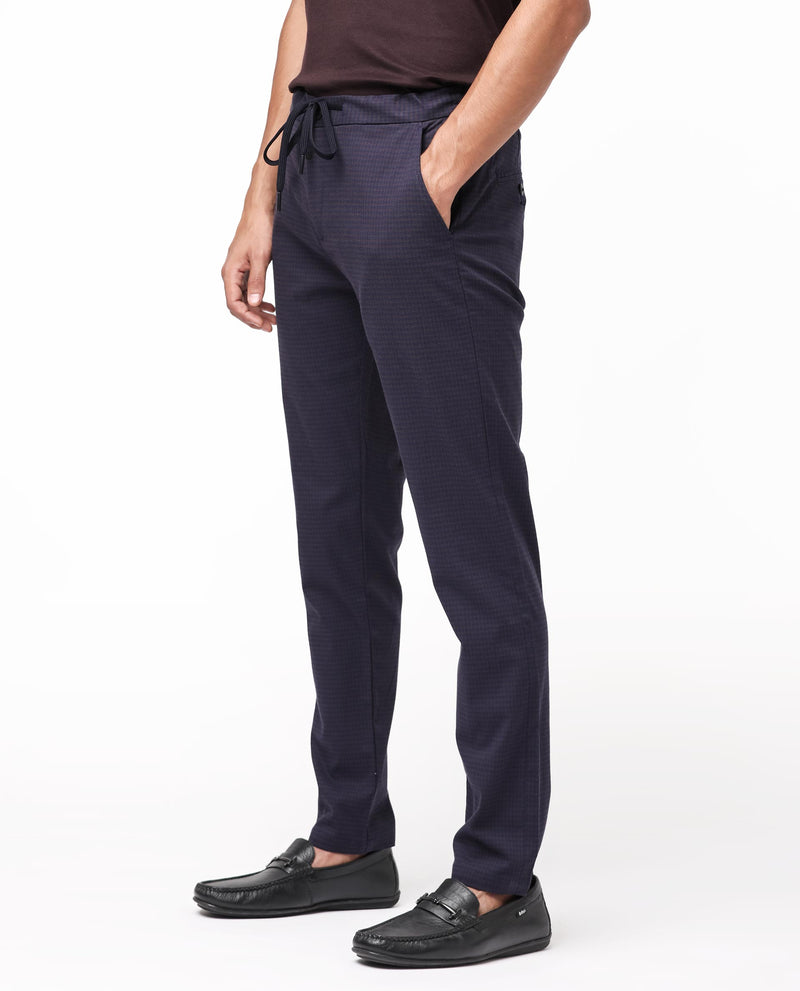 Rare Rabbit Men's Hobbs Dark Purple Micro Dobby With Drawstring And El