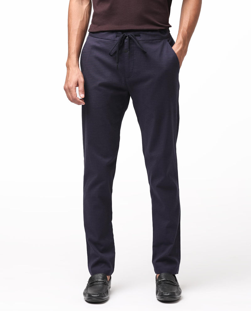 Rare Rabbit Men's Hobbs Dark Purple Micro Dobby With Drawstring And El