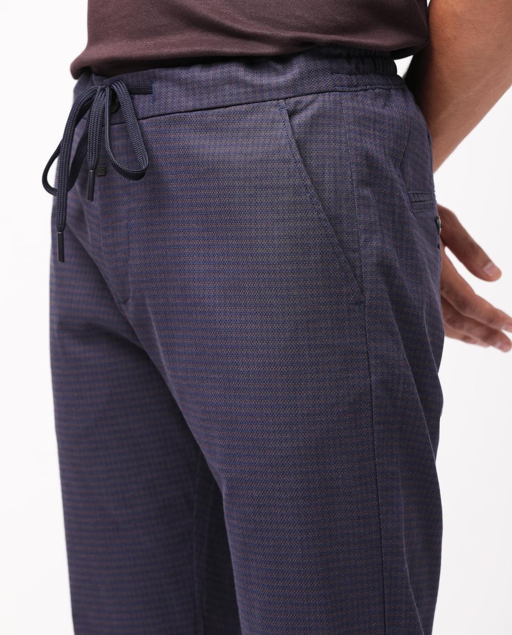 Rare Rabbit Men's Hobbs Dark Purple Micro Dobby With Drawstring And El