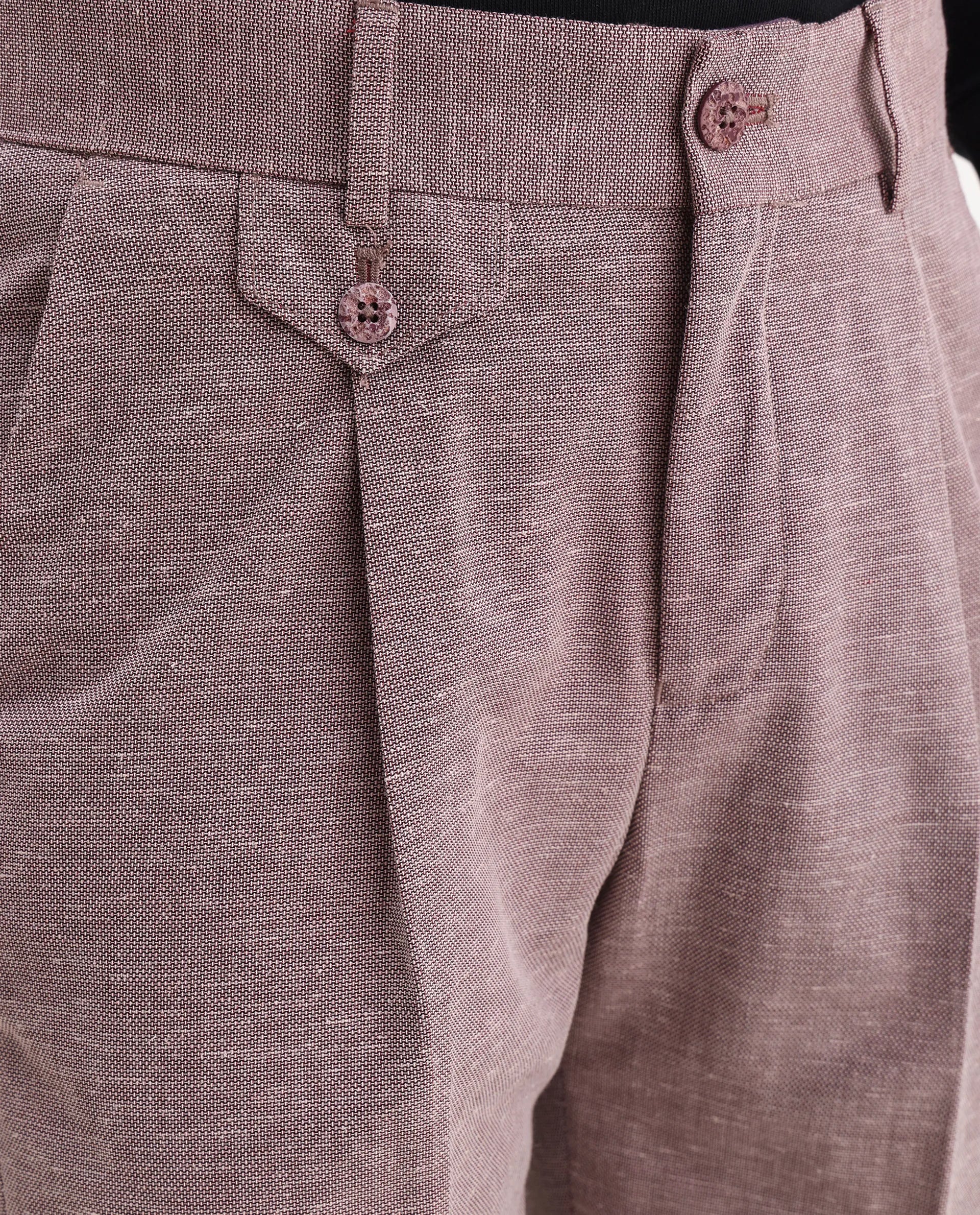 Rare Rabbit Men's Hobbs Dark Purple Cotton Checked Print Regular Fit Trouser