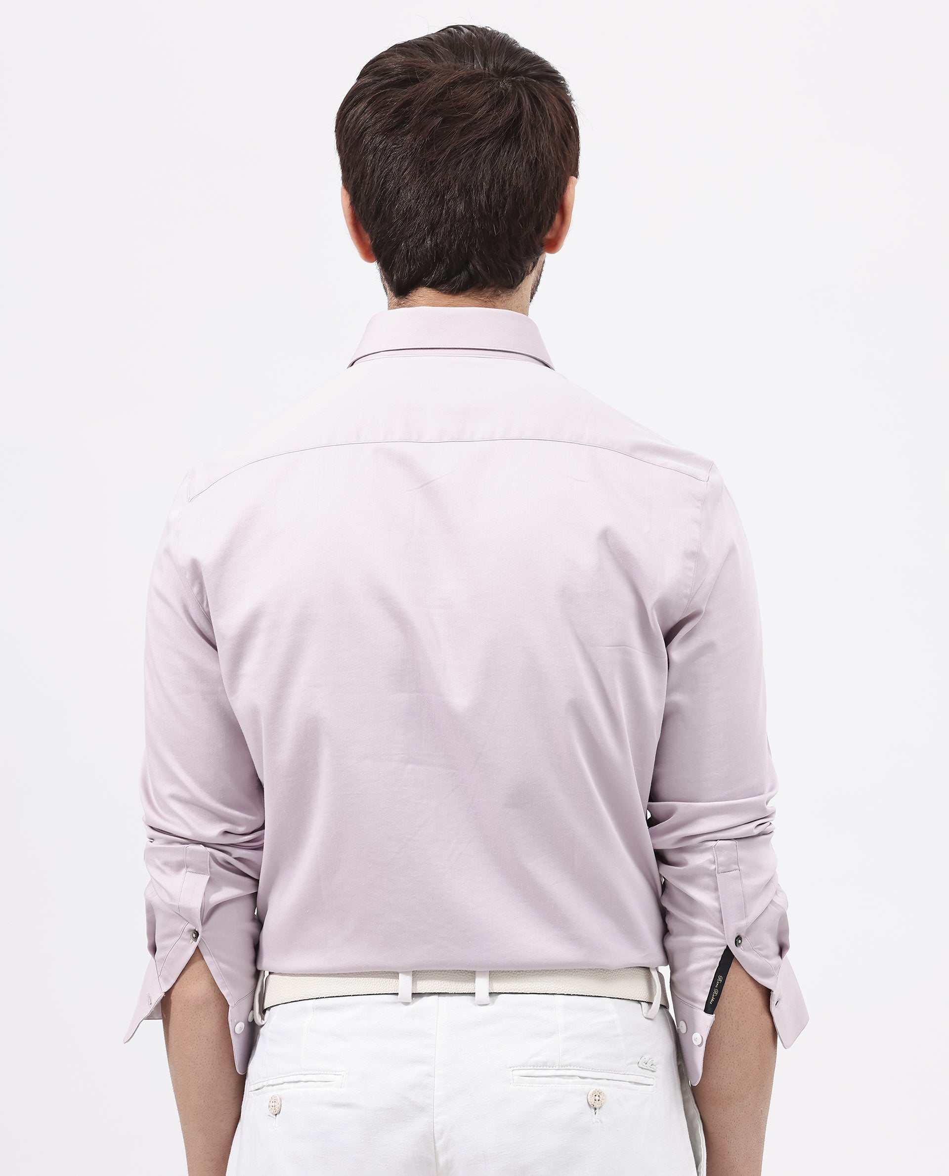 Rare Rabbit Men's Holand Pastel Purple Satin Fabric Full Sleeves Solid Shirt