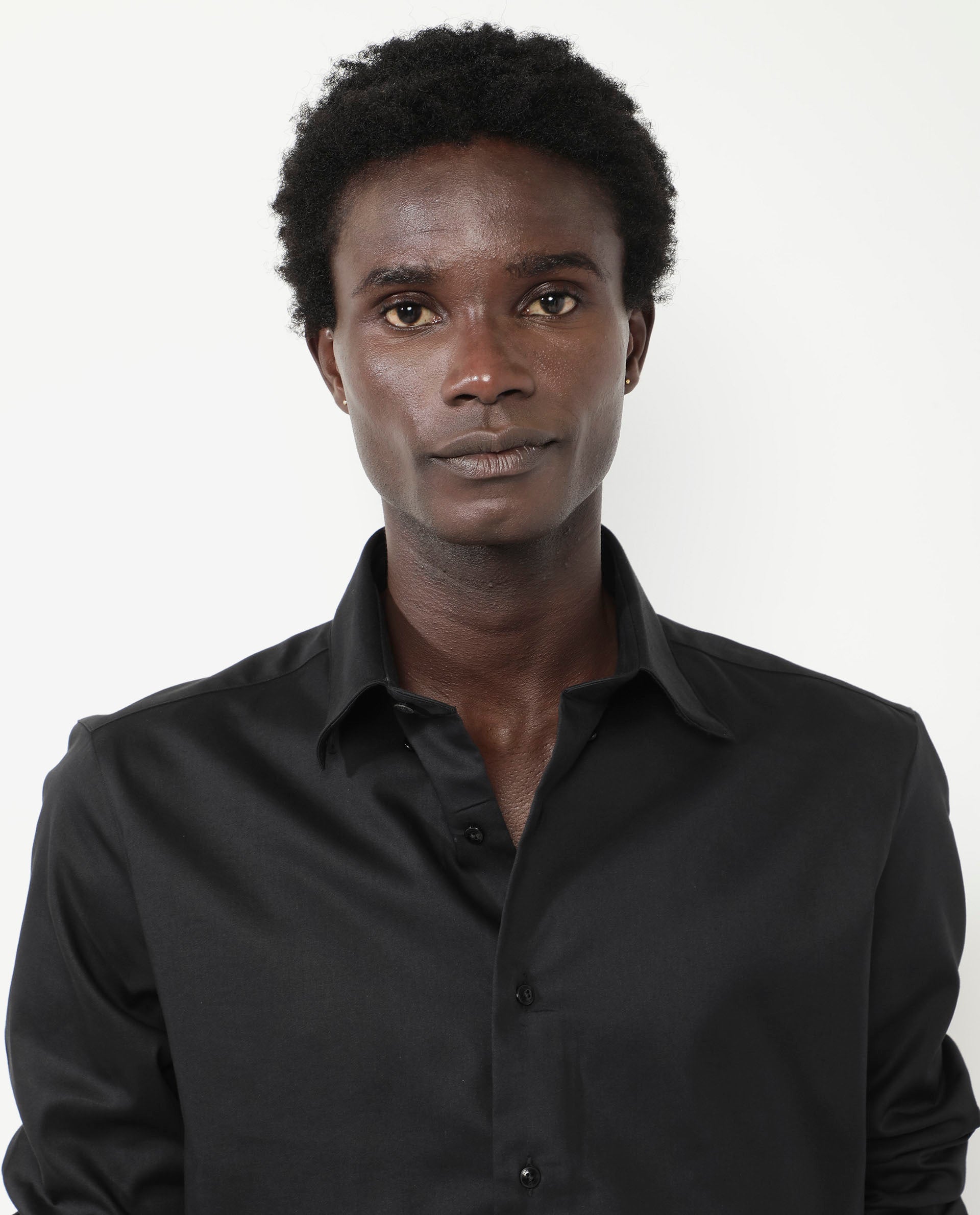 Rare Rabbit Men's Holand Black Satin Fabric Full Sleeves Solid Shirt