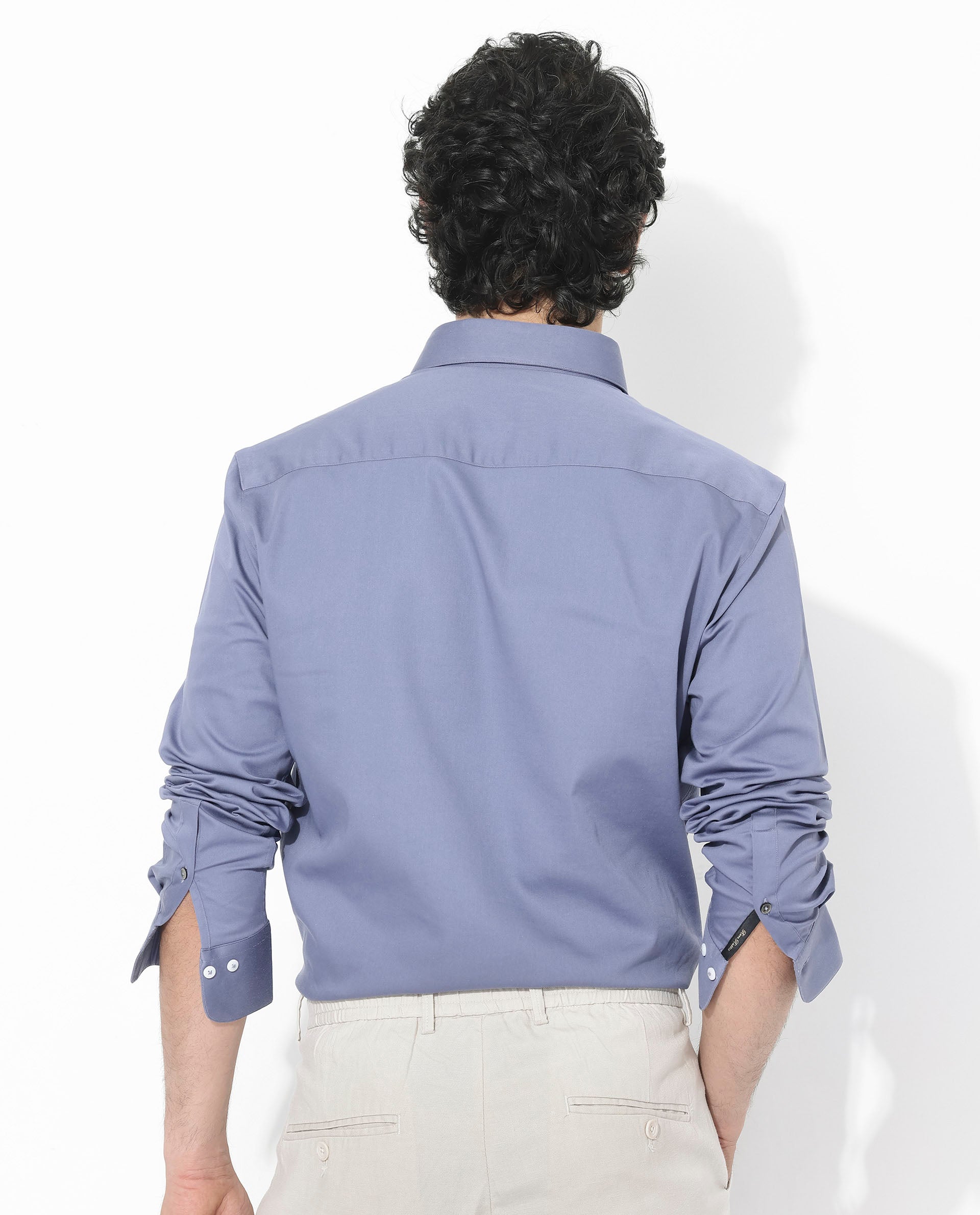 Rare Rabbit Men's Holand Dusky Purple Satin Fabric Full Sleeves Solid Shirt