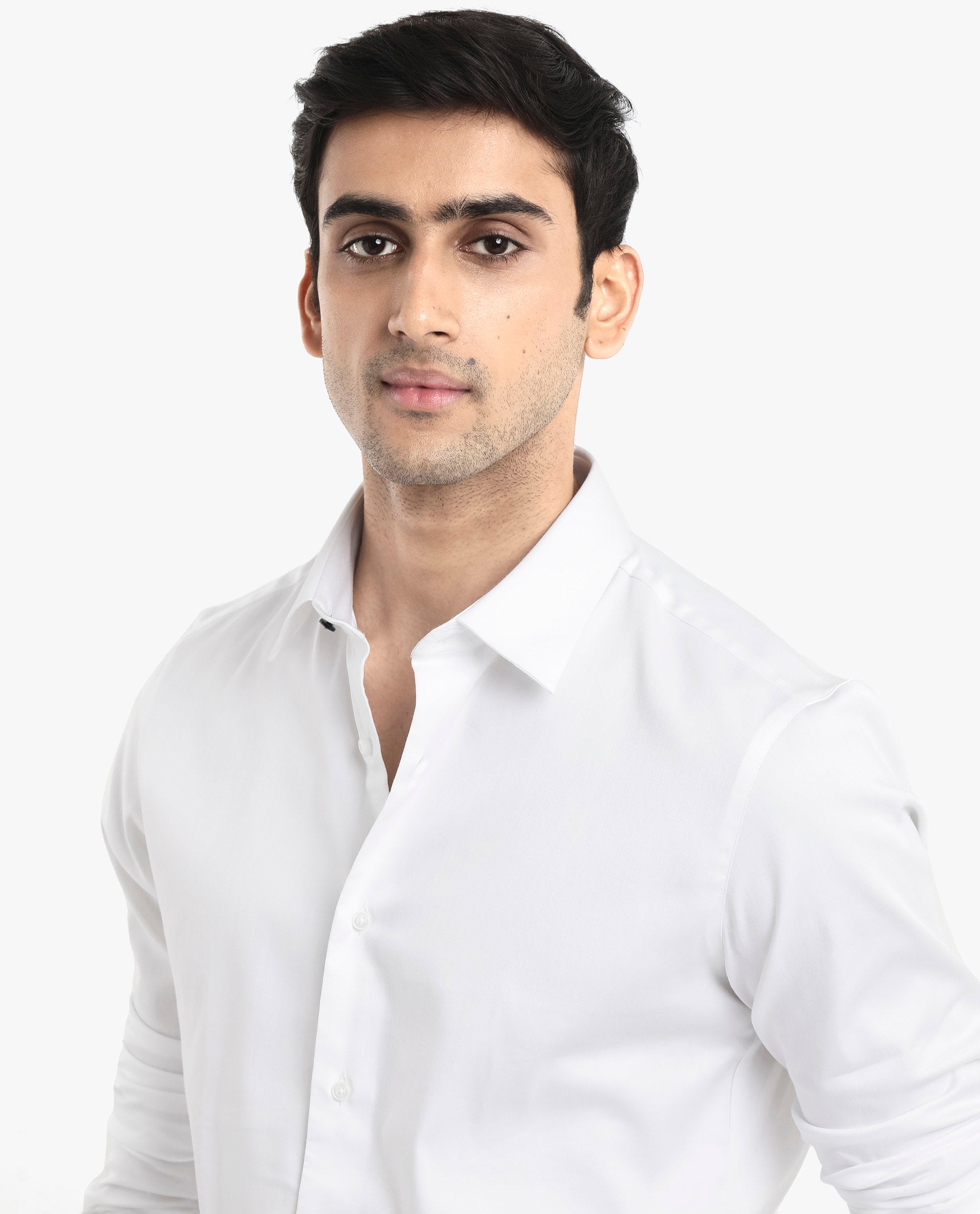 Rare Rabbit  Men's Holla White Full Sleeves Regular Fit Satin Stretch Cotton Plain Shirt