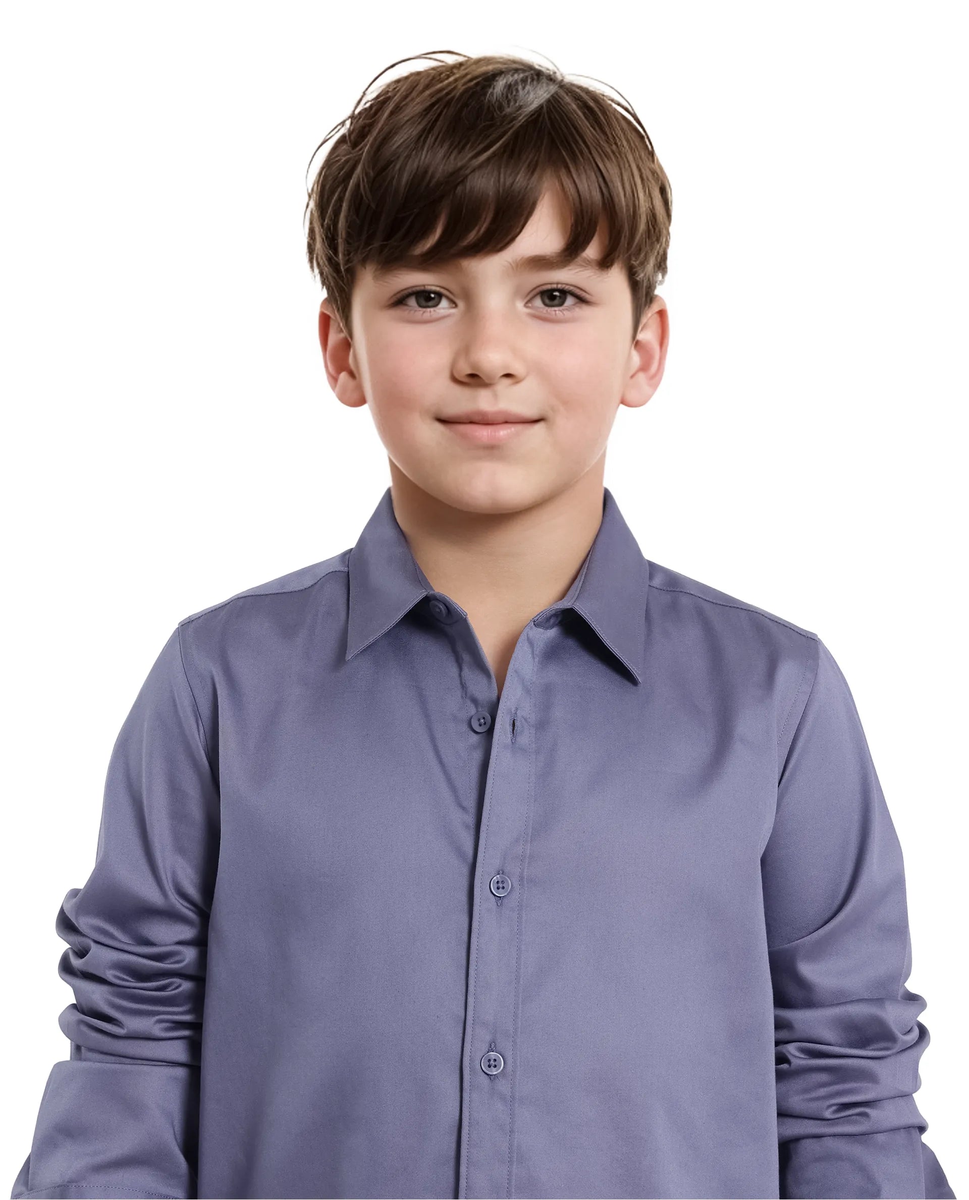 Rare Ones Kids Holo Dusky Purple Cotton Blend Full Sleeve Button Solid Regular Fit Shirt