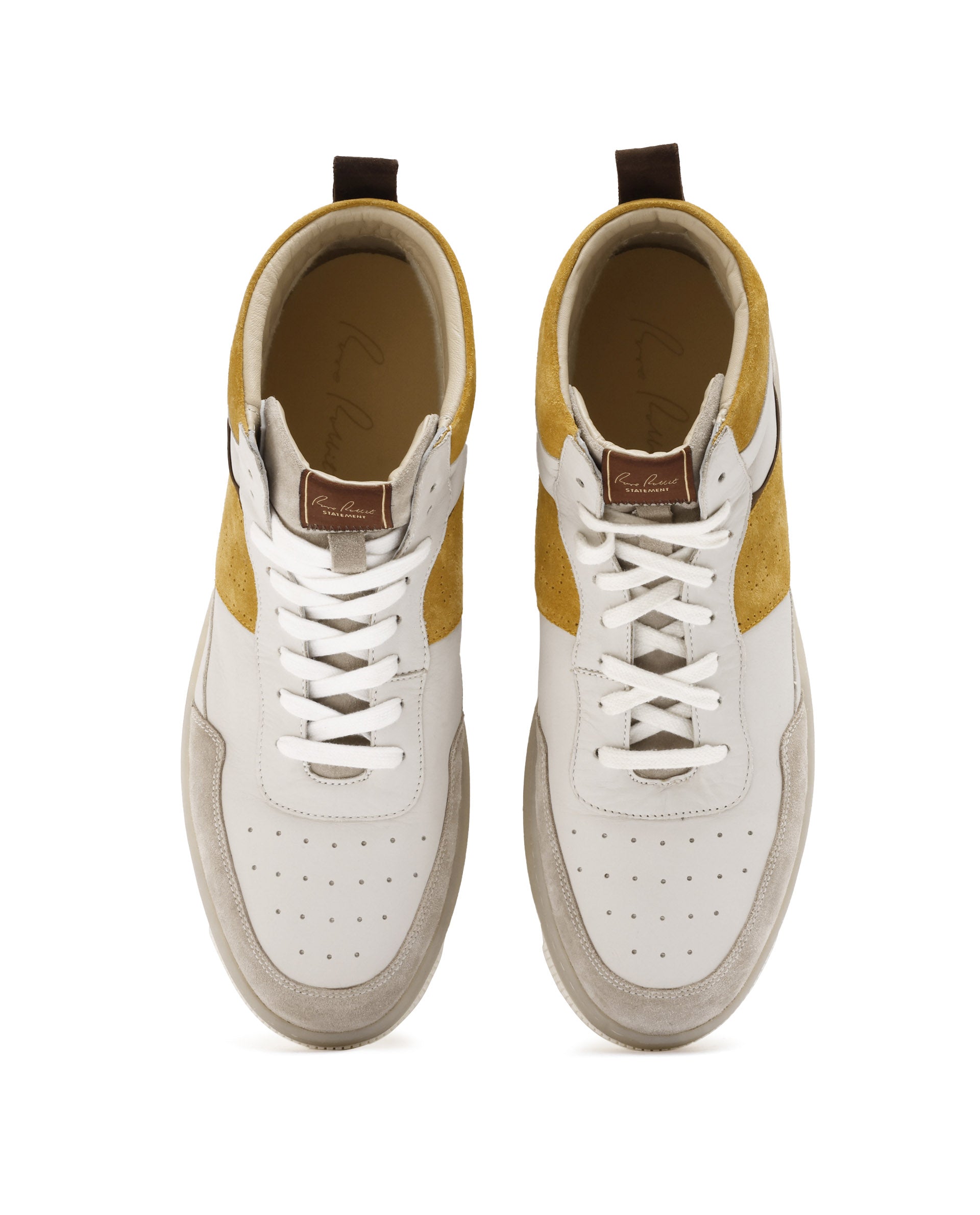 Rare Rabbit Men's Horizon Mustard Suede and Leather High-Top Lace Up Sneaker Shoes