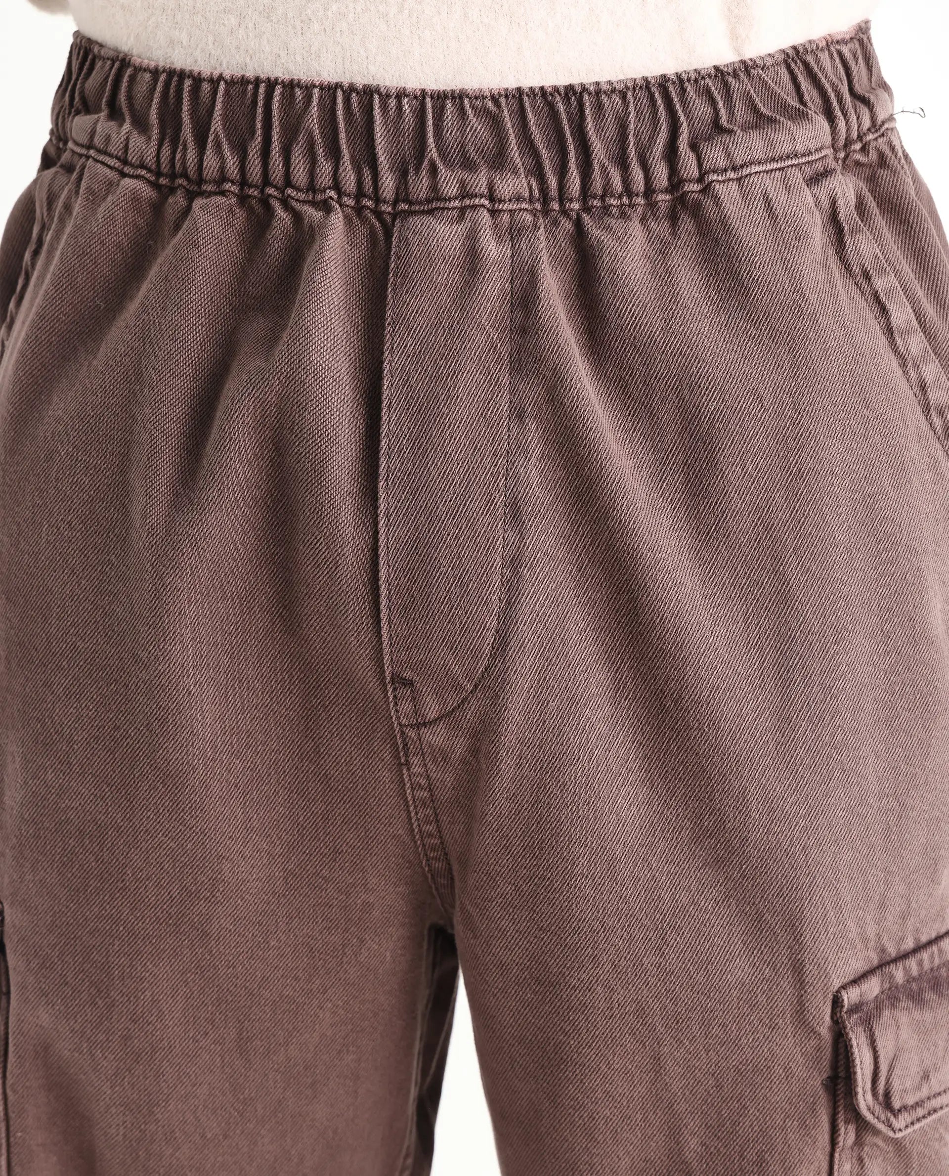 Rare Rabbit Men's Hork Brown Cotton Plain Baggy Fit Jeans