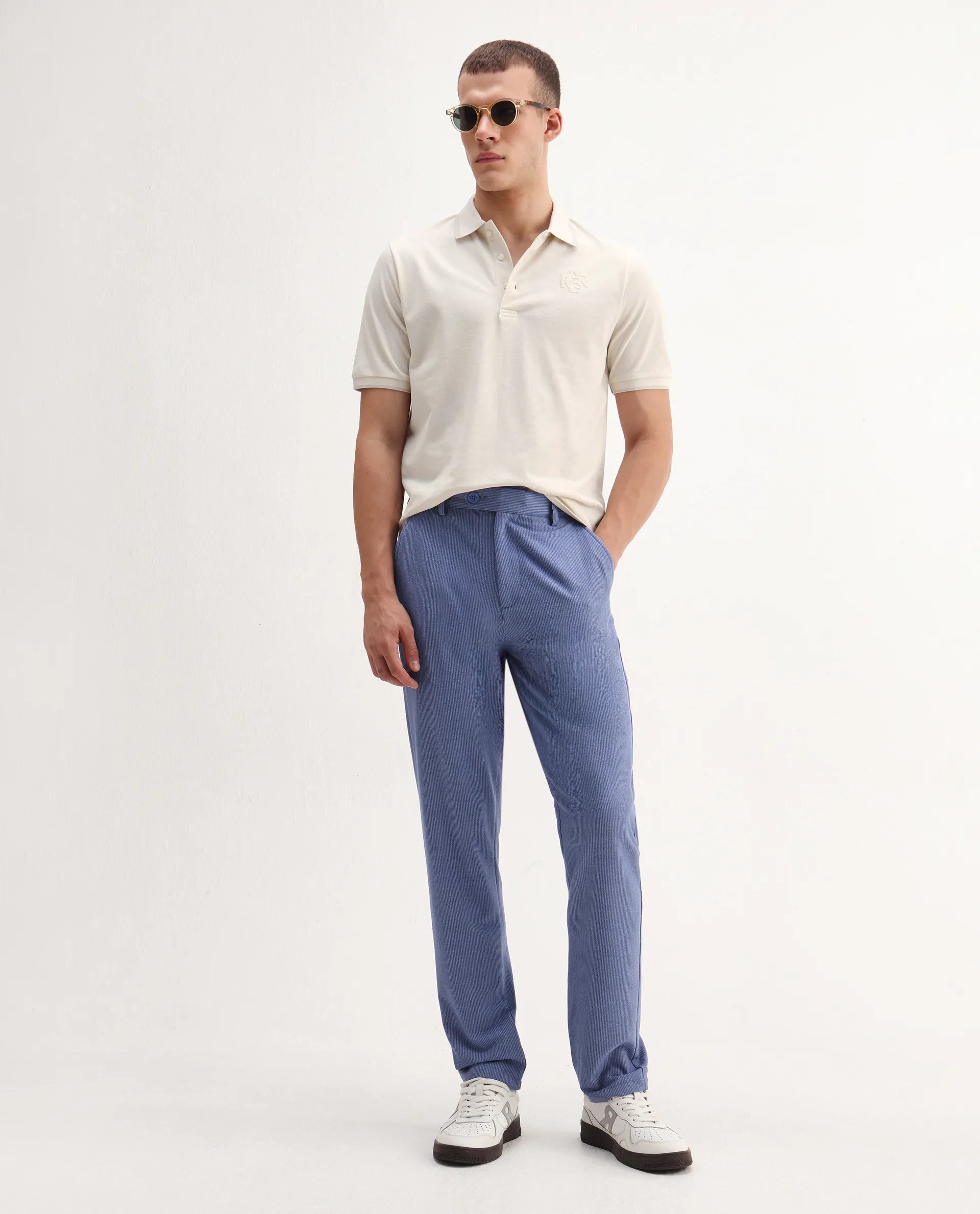 Rare Rabbit Men's Hux Pastel Yellow Cotton Plain Regular Fit Half Sleeve Polo