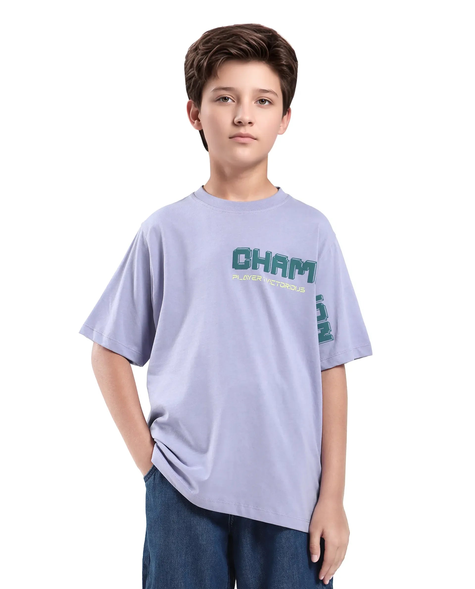 Rare Ones Kids Hype Purple Cotton Half Sleeve Graphic Print Slip-On Closure Regular Fit T-Shirt