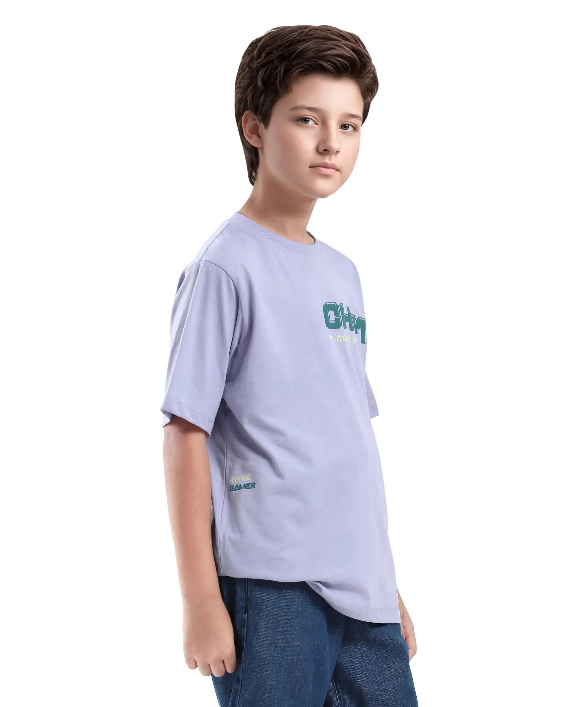 Rare Ones Kids Hype Purple Cotton Half Sleeve Graphic Print Slip-On Closure Regular Fit T-Shirt