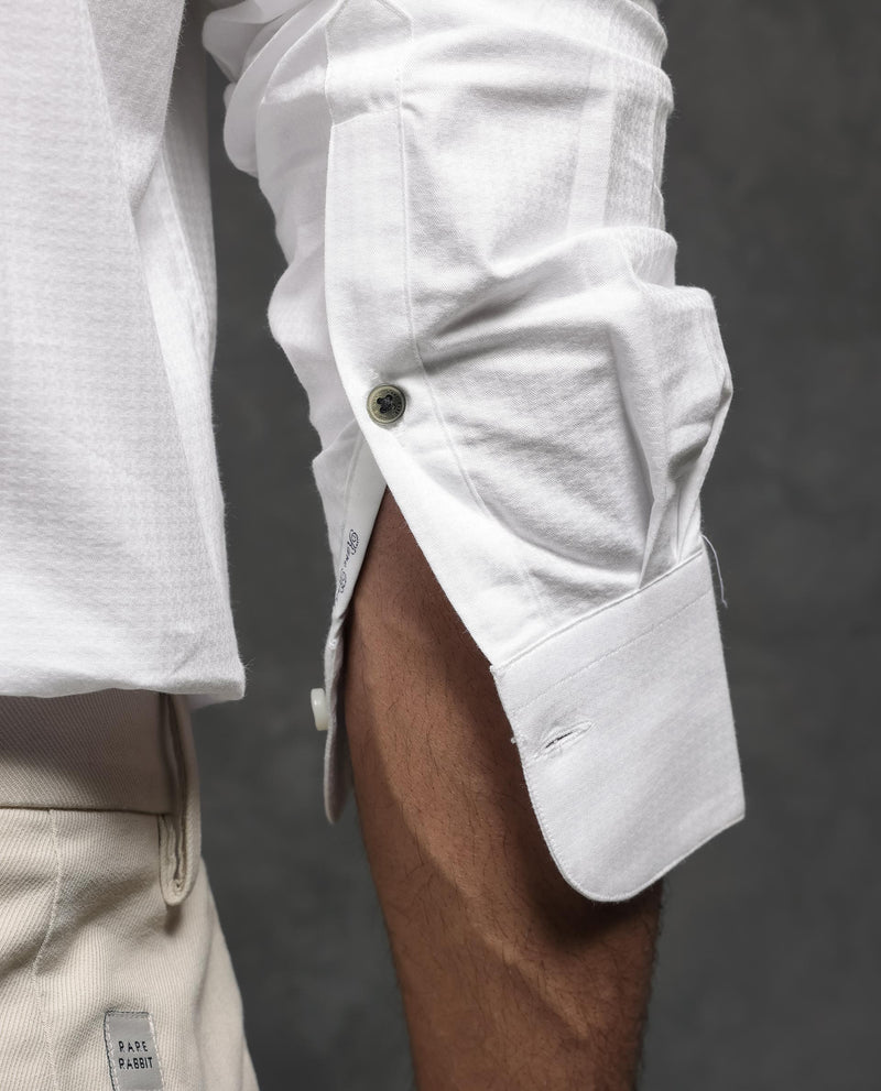 Rare Rabbit Men's Hadly White Shirt Cotton Fabric Full Sleeves Houndstooth Shirt
