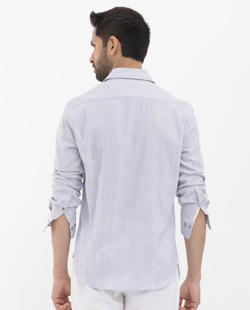 Rare Rabbit Men's Halk Light Purple Cotton Fabric Full Sleeves Stripe Shirt