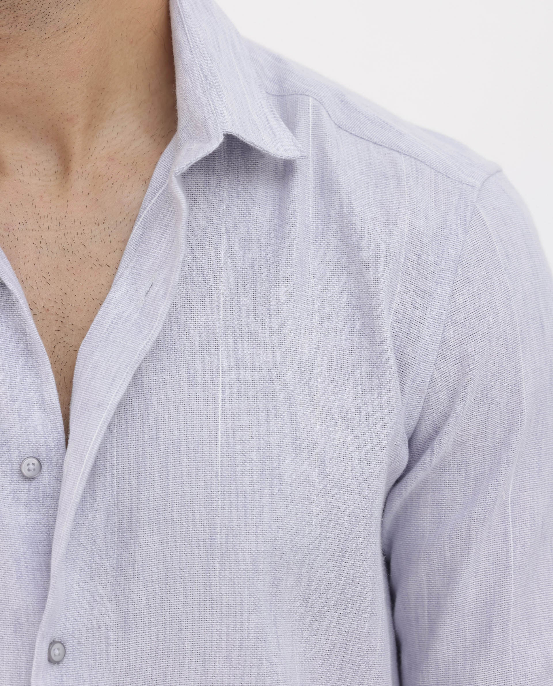 Rare Rabbit Men's Halk Light Purple Cotton Fabric Full Sleeves Stripe Shirt