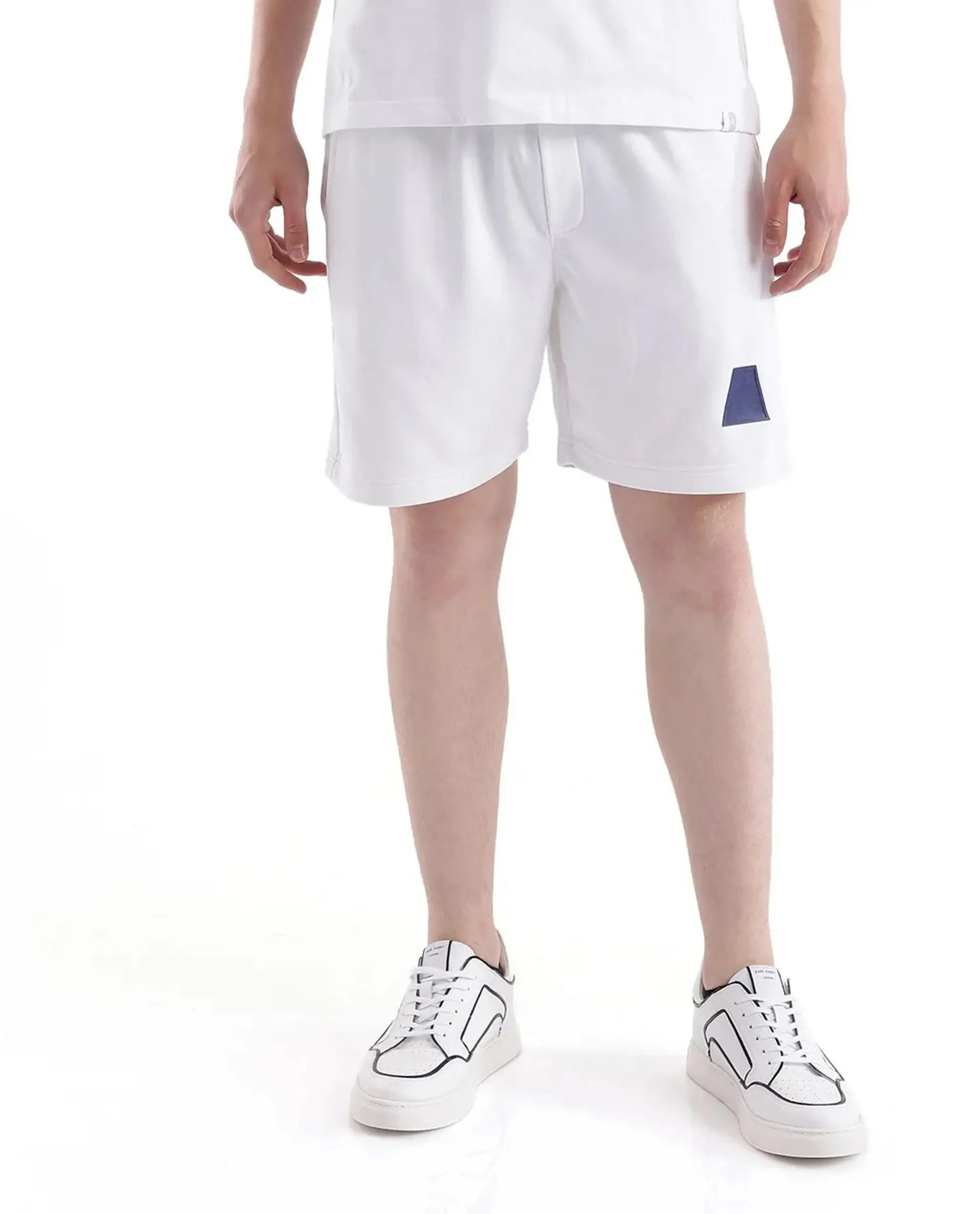 Rare Rabbit Men's Exclaim-B White Cotton Graphic Print Oversized Fit Shorts