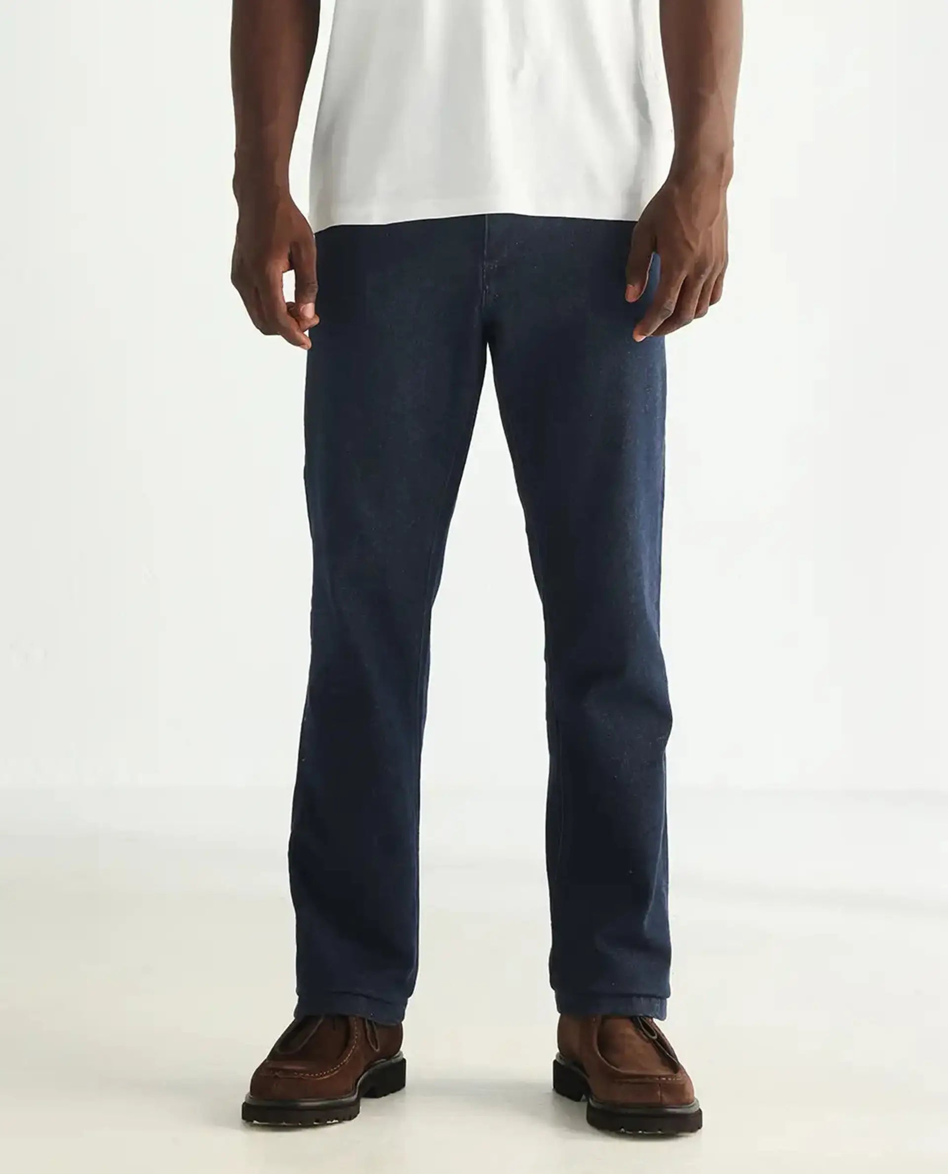 Rare Rabbit Men's Lyon Dark Navy Cotton Plain Hawk Slim Fit Jeans