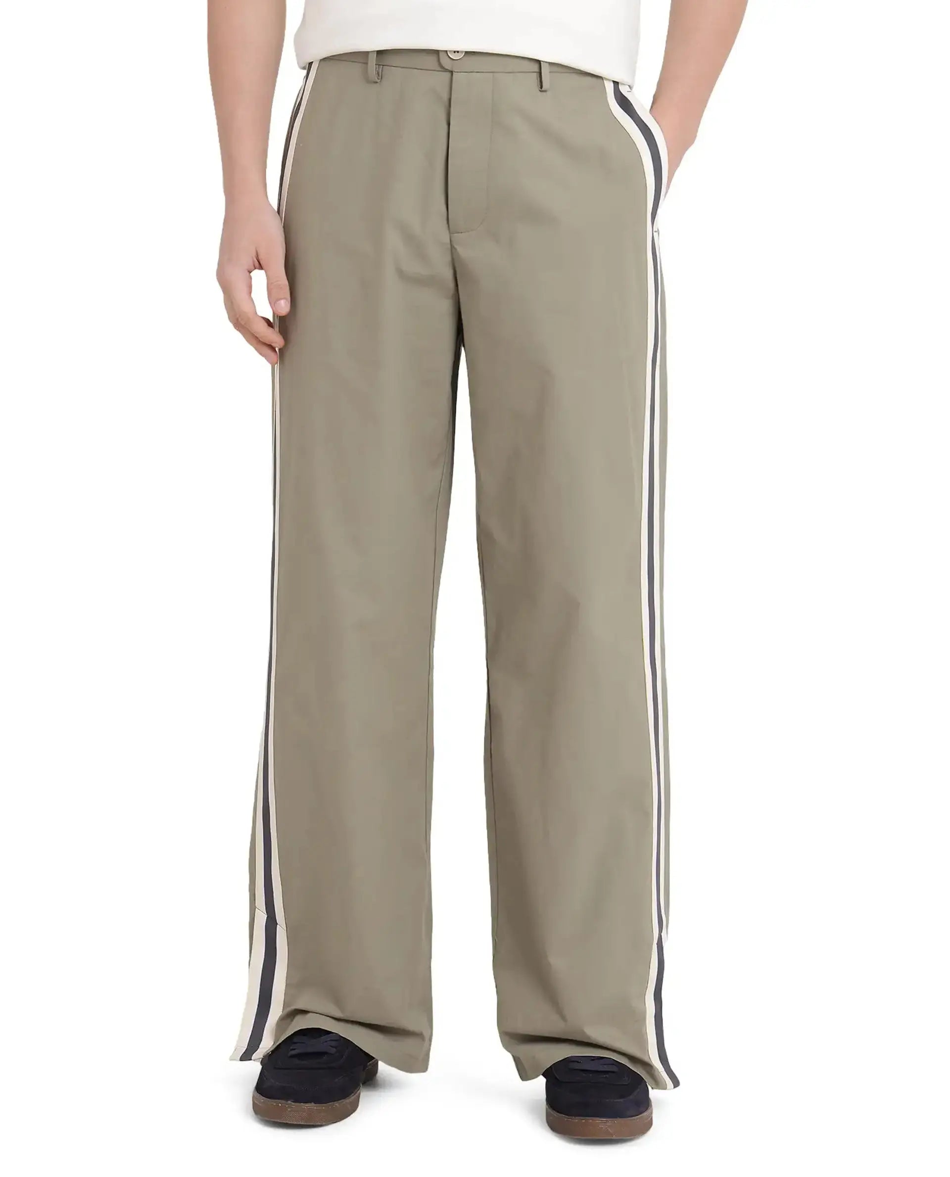 Rare Rabbit Men's Macon Green Cotton Plain Baggy Fit Track Pant