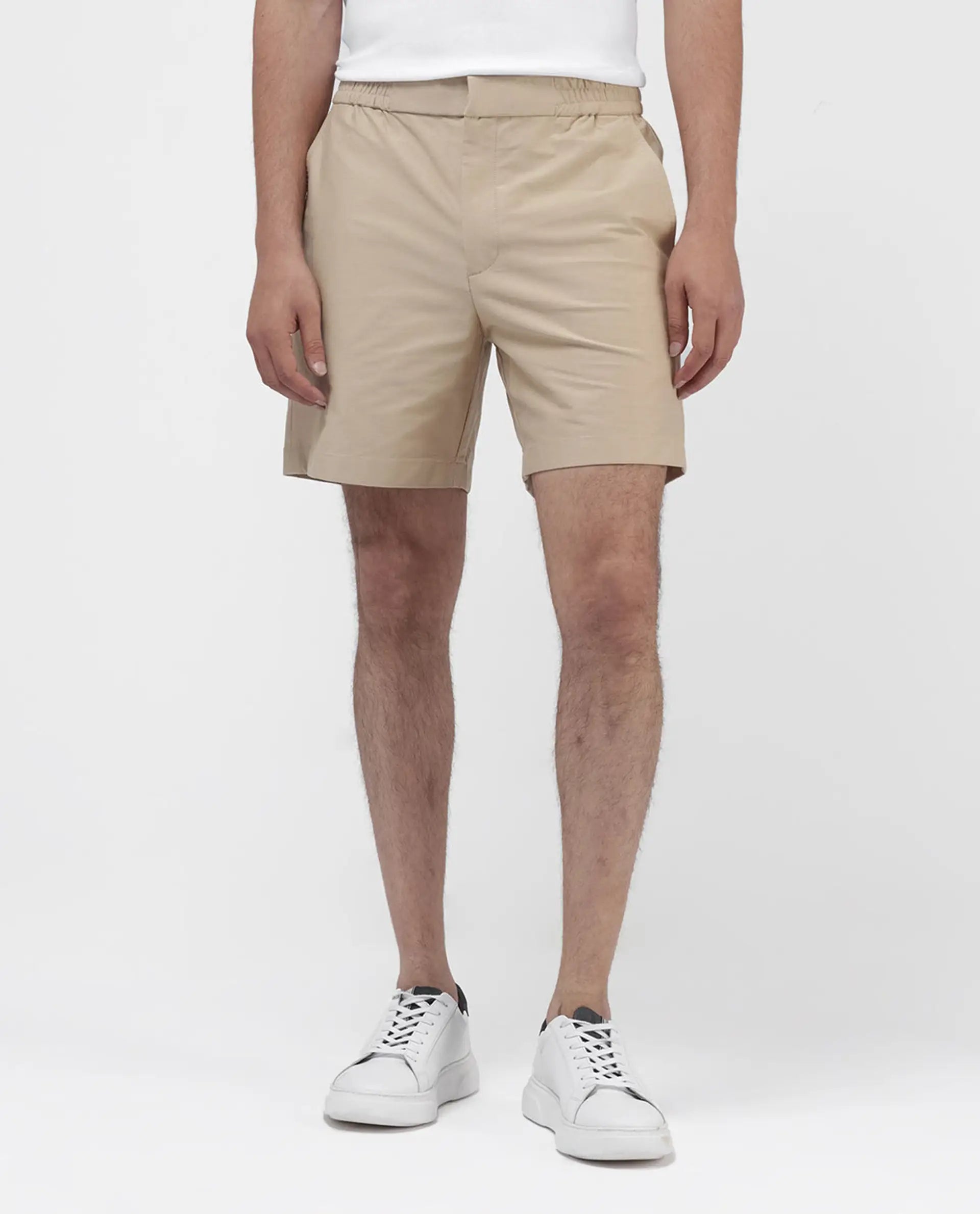 Rare Rabbit Men's Myka Khaki Cotton Plain Relaxed Fit Shorts