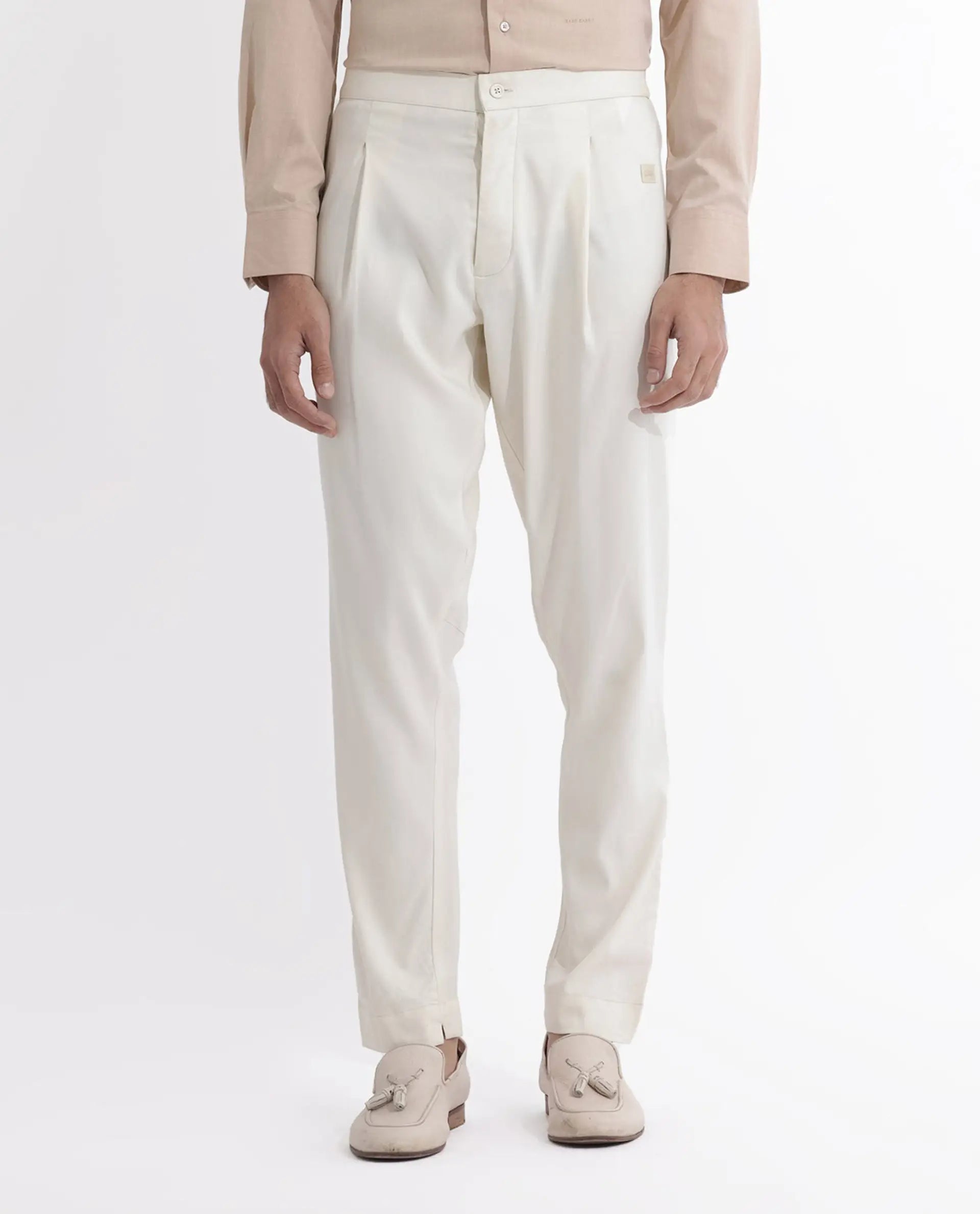 Rare Rabbit Men's Polin Beige Viscose Plain Slim Fit Pajama