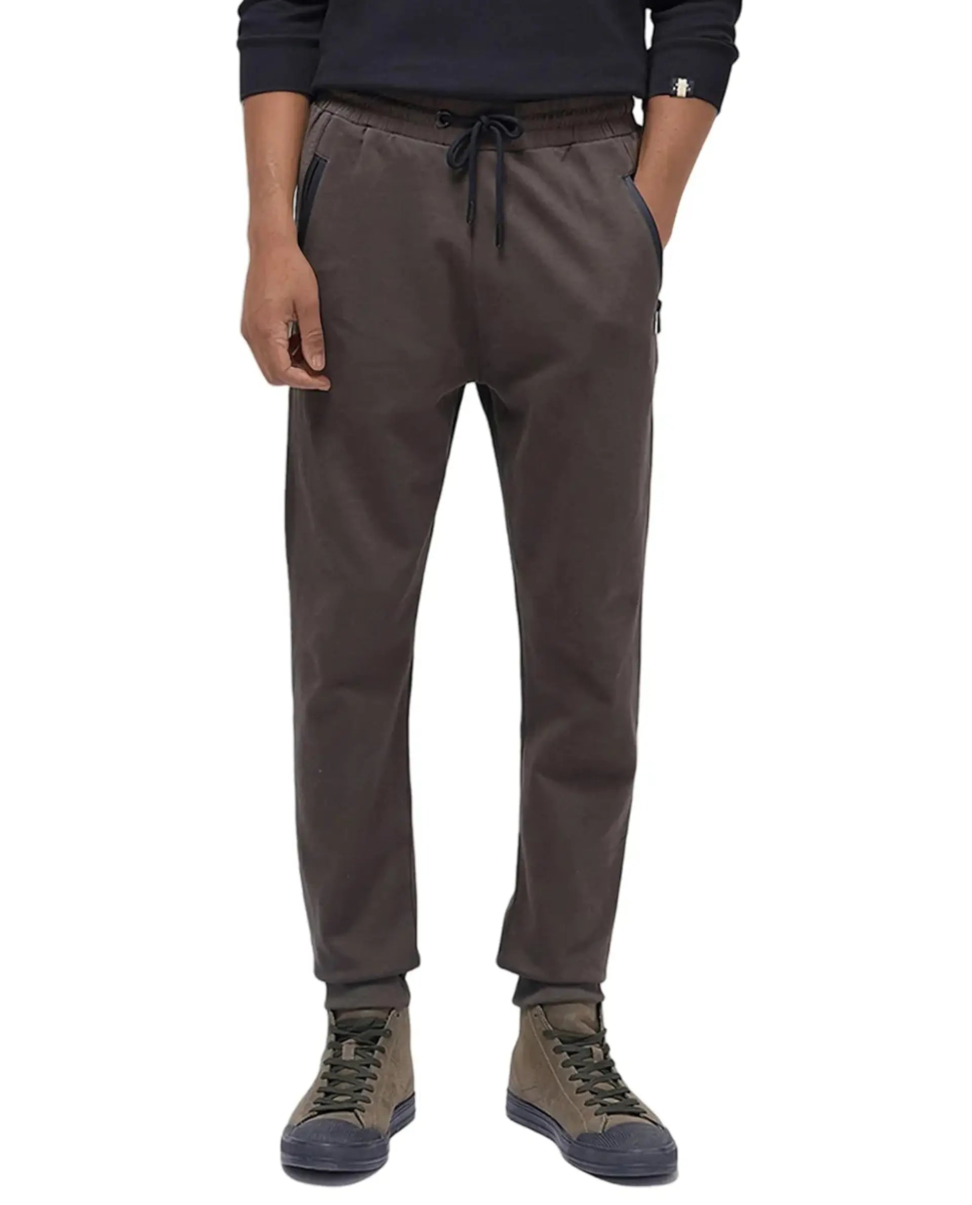 Rare Rabbit Men's Shawn Olive Cotton Plain Regular Fit Joggers