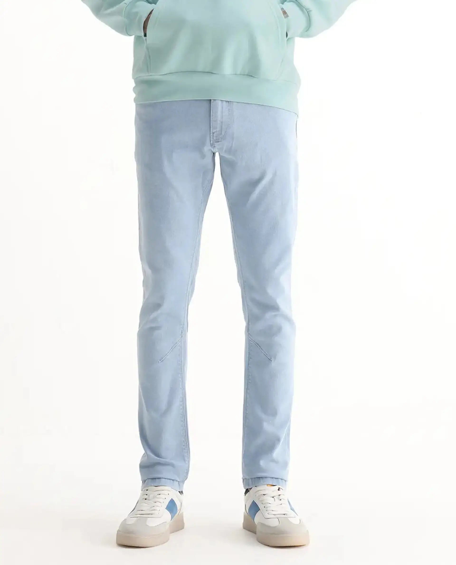 Rare Rabbit Men's Will Light Blue Cotton Plain Hawk Slim Fit Jeans
