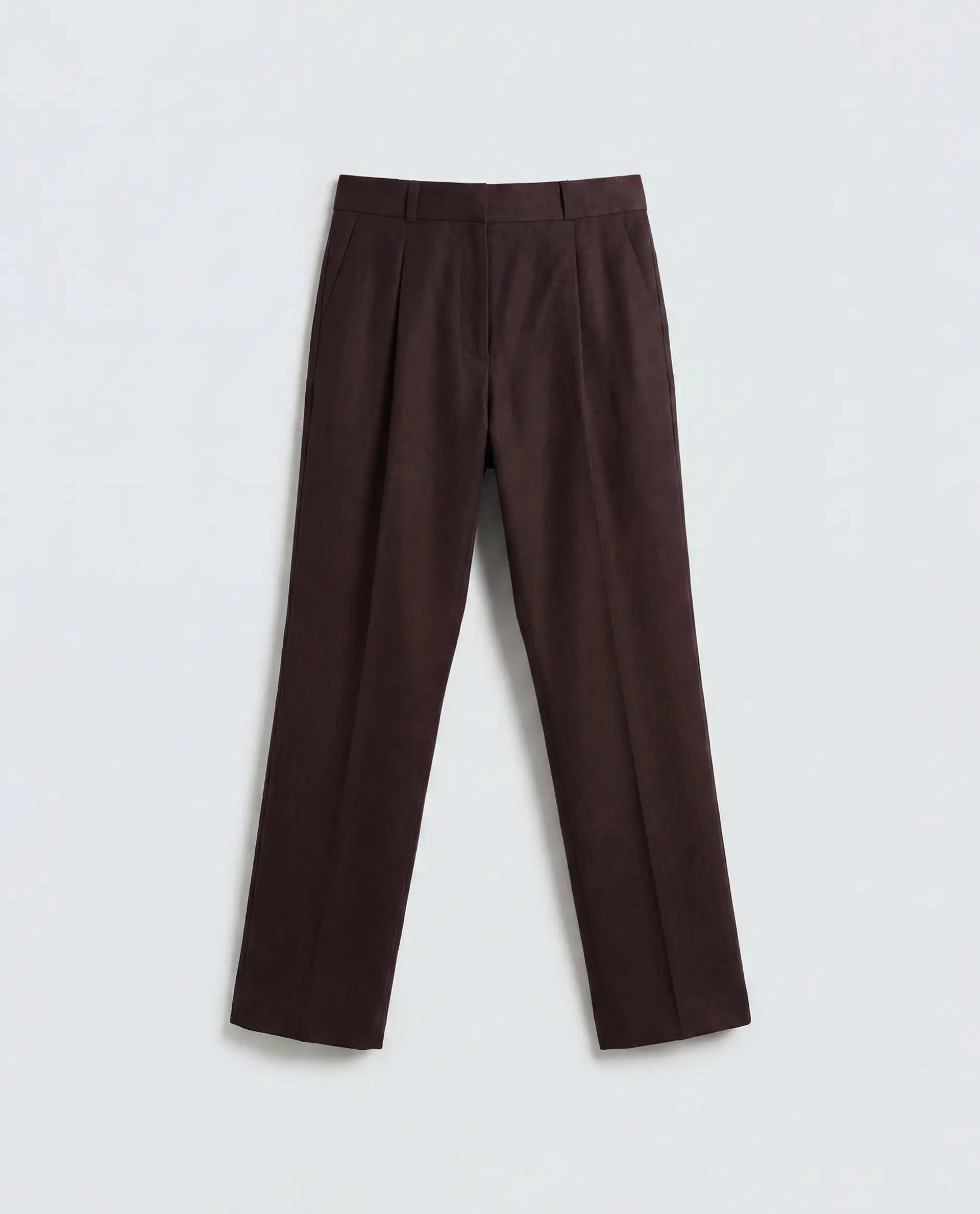 Rareism Women's Linzy-B Brown 100% Linen Straight Plain Trouser