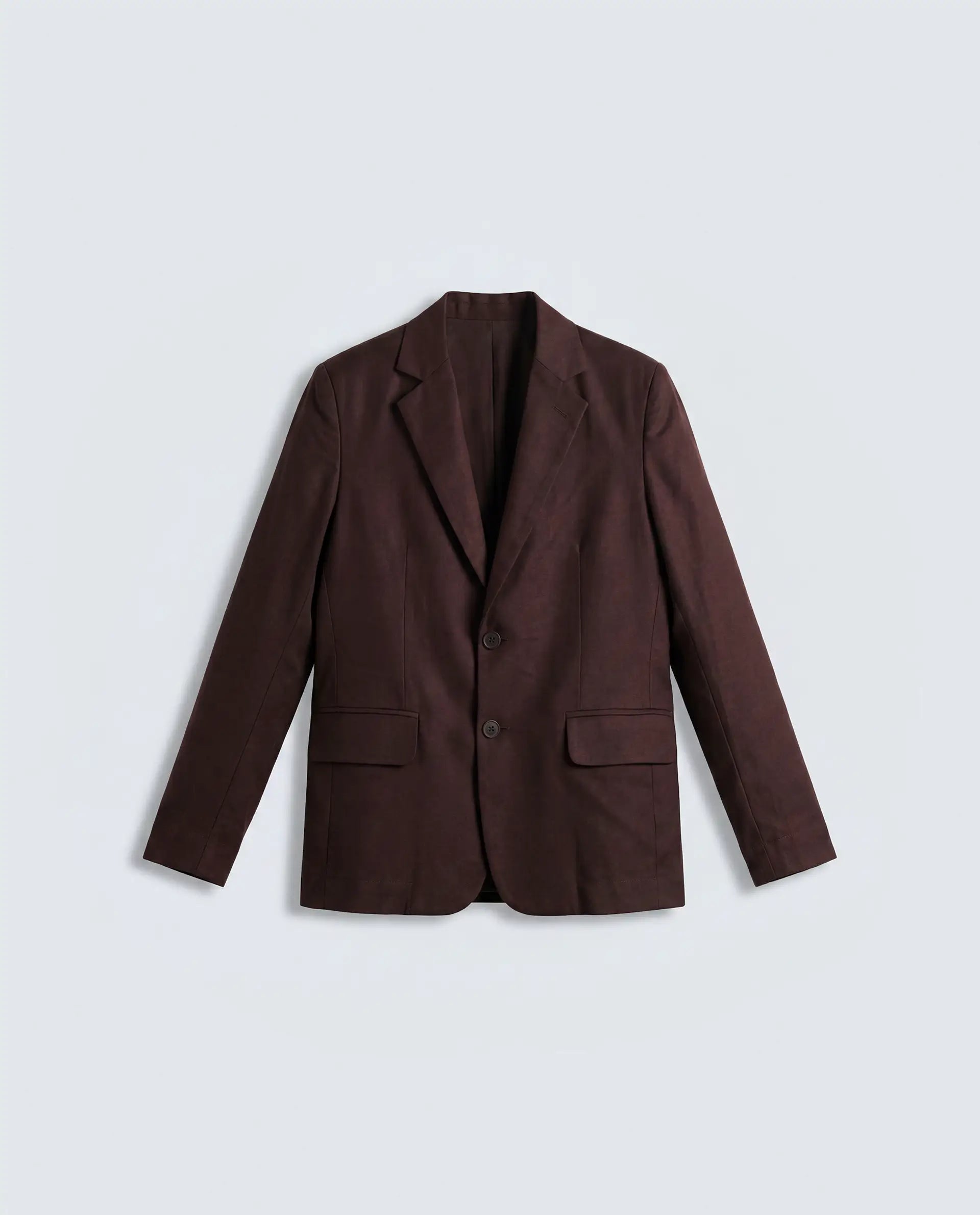 Rareism Women's Linzy-T Brown 100% Linen Full Sleeve Lapel Neck Regular Plain Blazer
