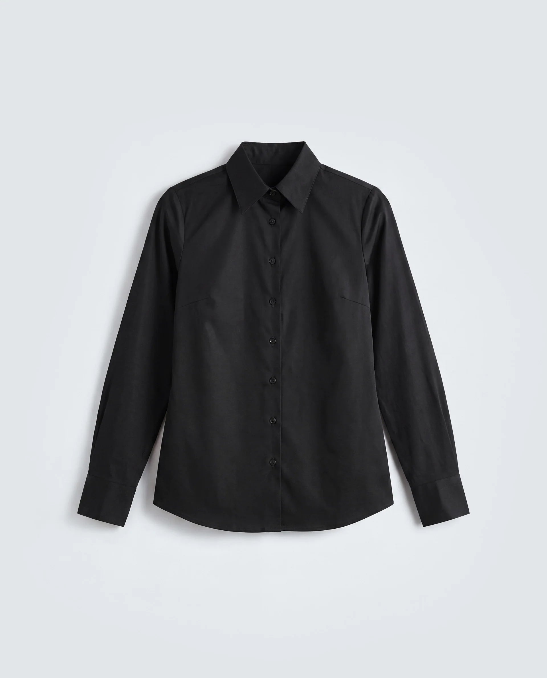 Rareism Women's Maven Black Cotton Blend Spread Collar Fitted Plain Shirt