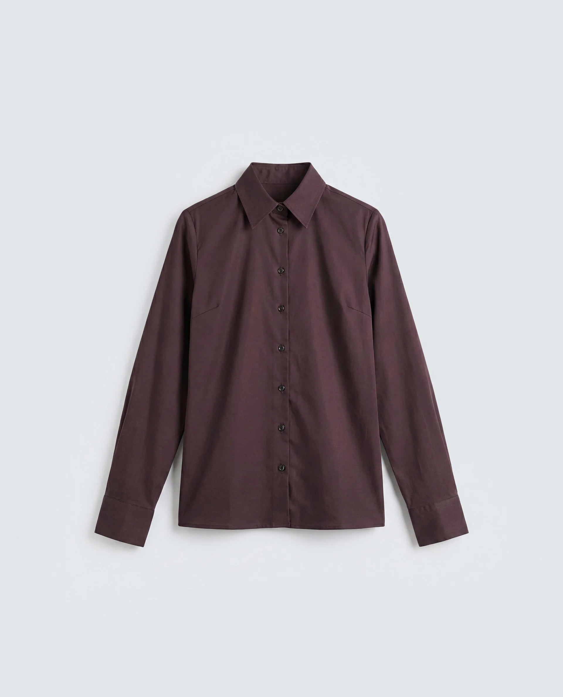 Rareism Women's Maven Brown Cotton Blend Spread Collar Fitted Plain Shirt