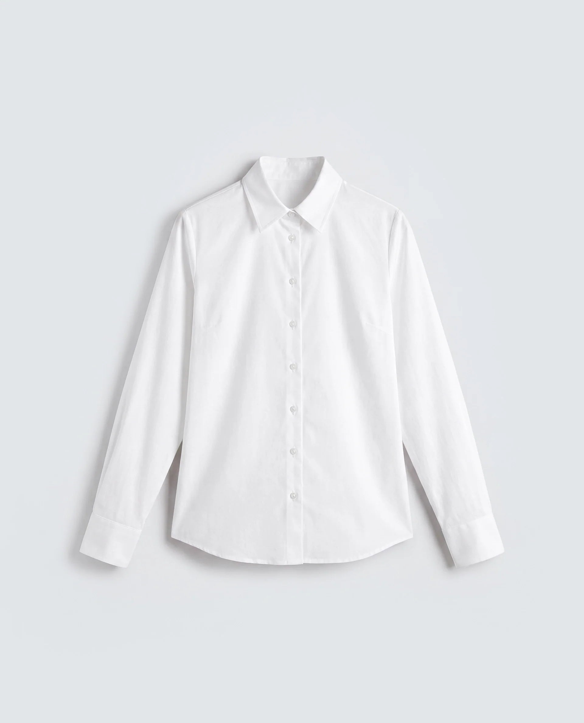 Rareism Women's Maven White Cotton Blend Spread Collar Fitted Plain Shirt