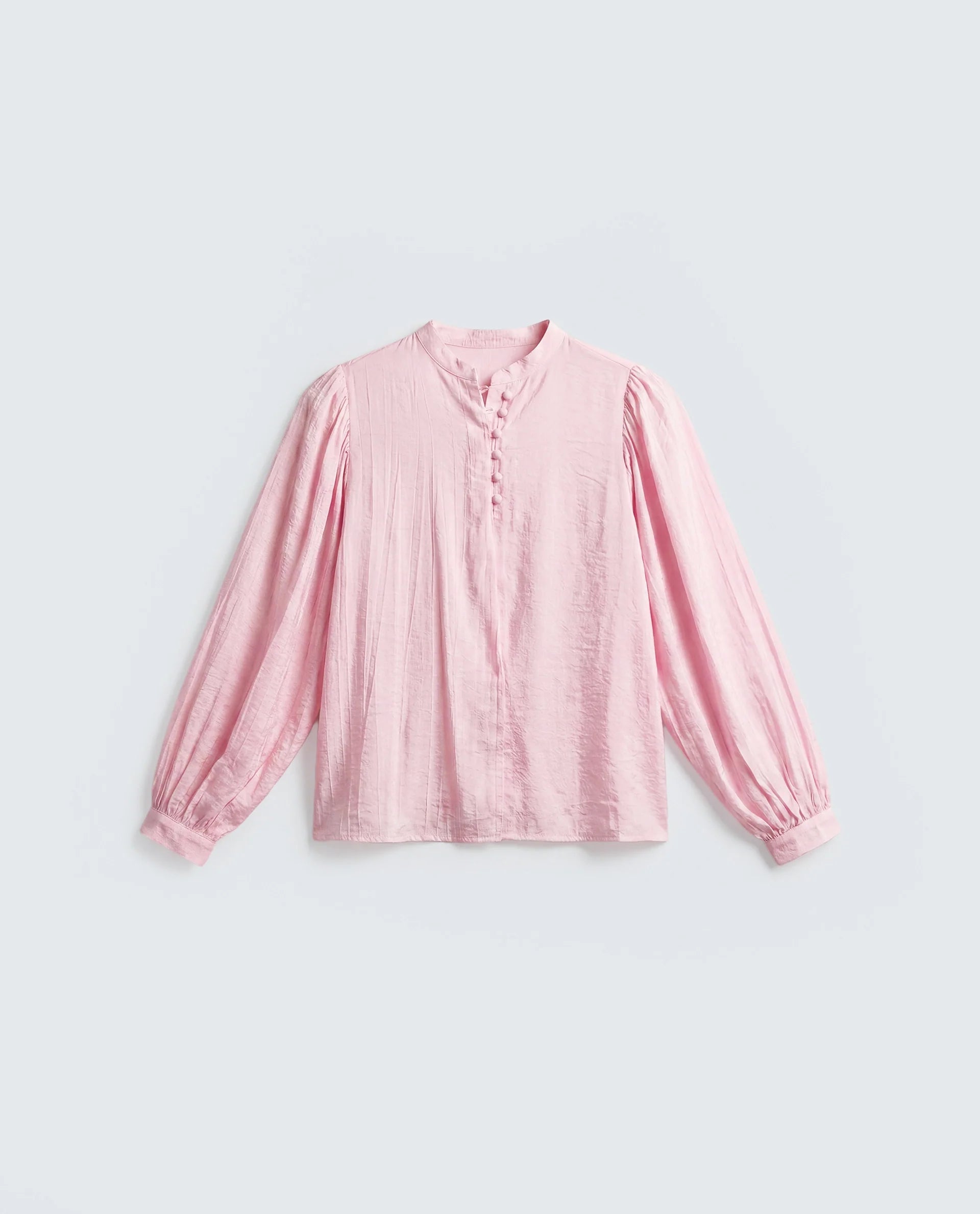 Rareism Women's Minis Light Pink Viscose Full Sleeve Band Collar Regular Top