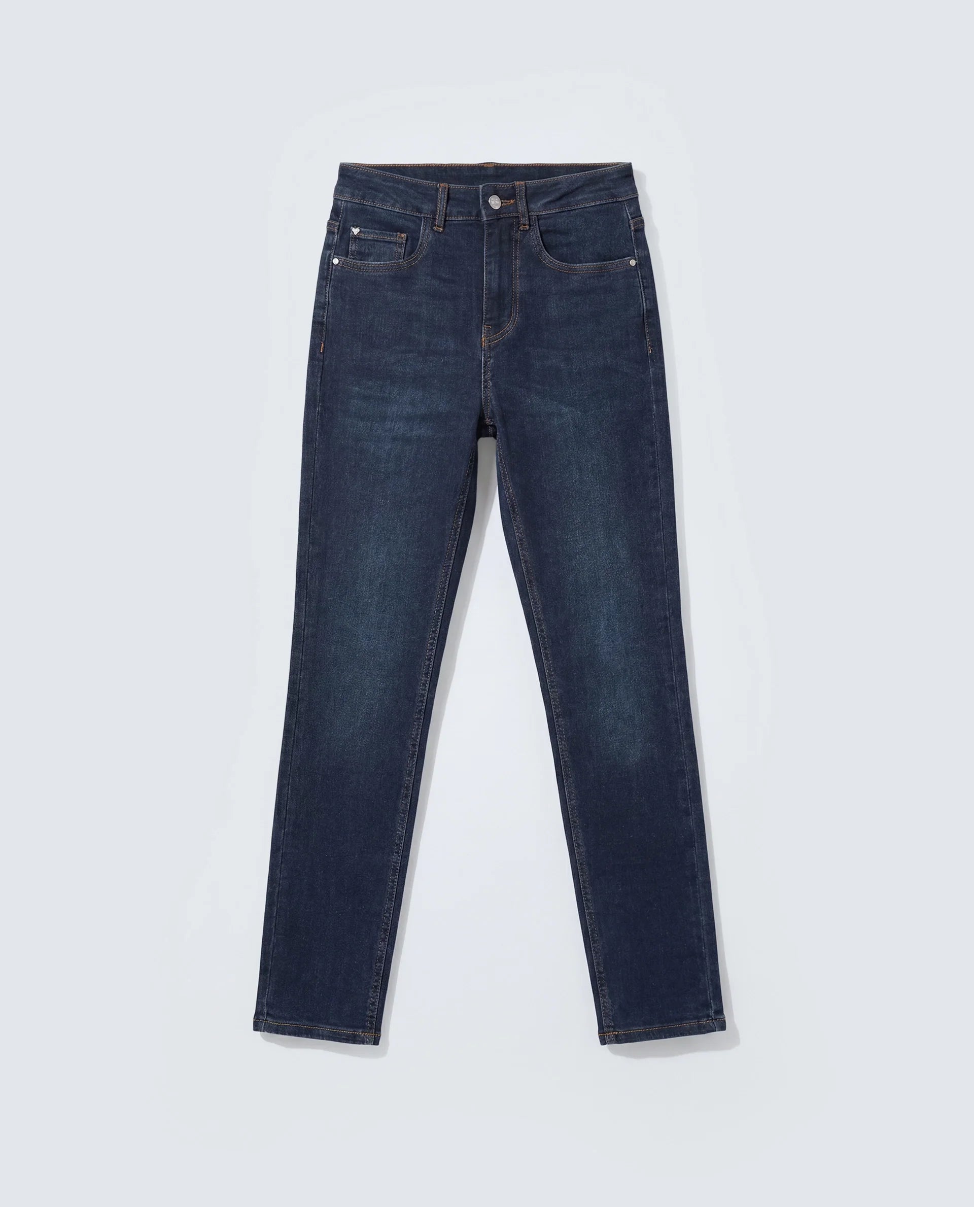 Rareism Women's Skenyo Dark Navy Cotton Blend Skinny Fit Plain Jeans