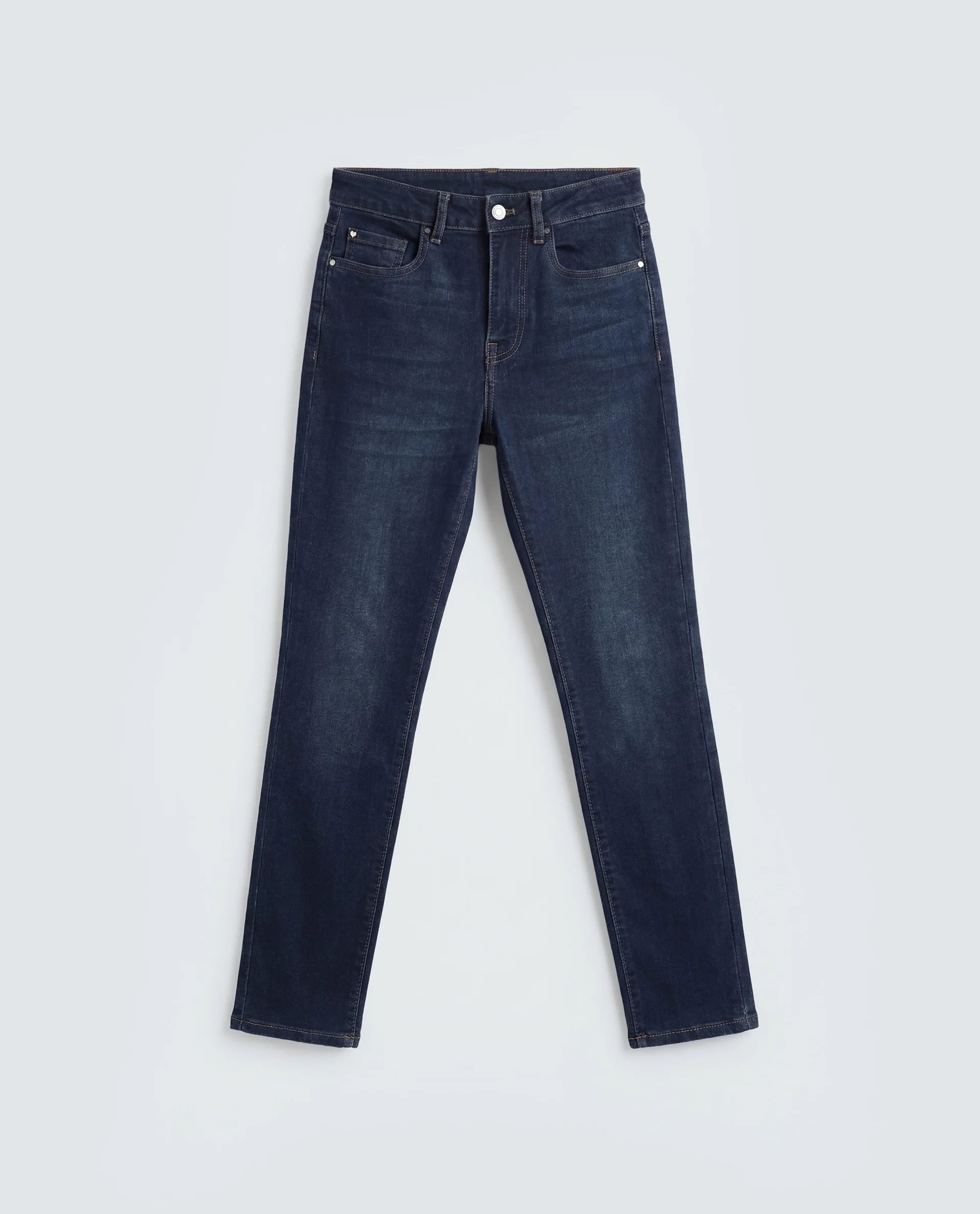 Rareism Women's Skenyom Blue Cotton Blend Skinny Fit Plain Jeans
