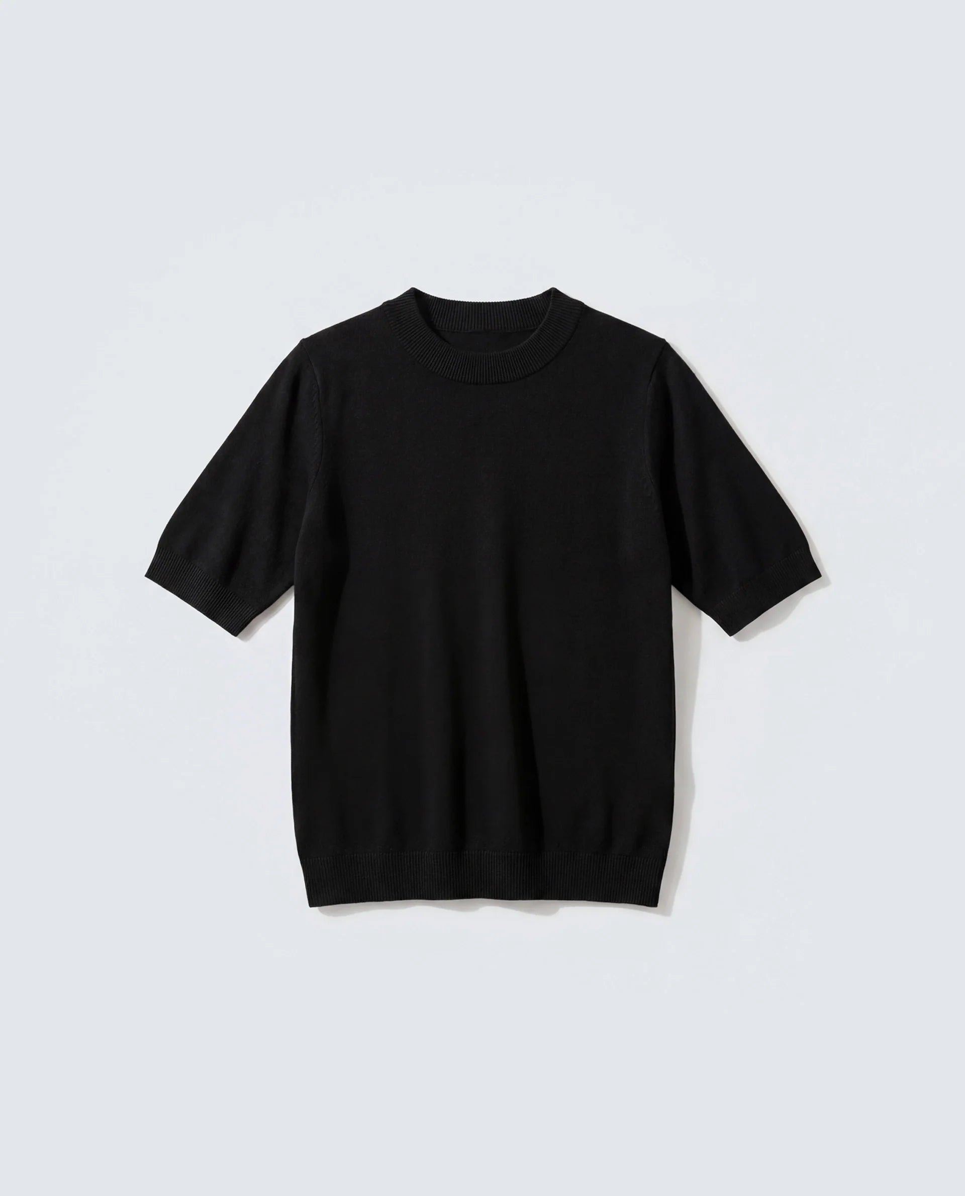 Rareism Women's Sohrdo Black Nylon Blend Half Sleeve Crew Neck Regular Fit Plain Top