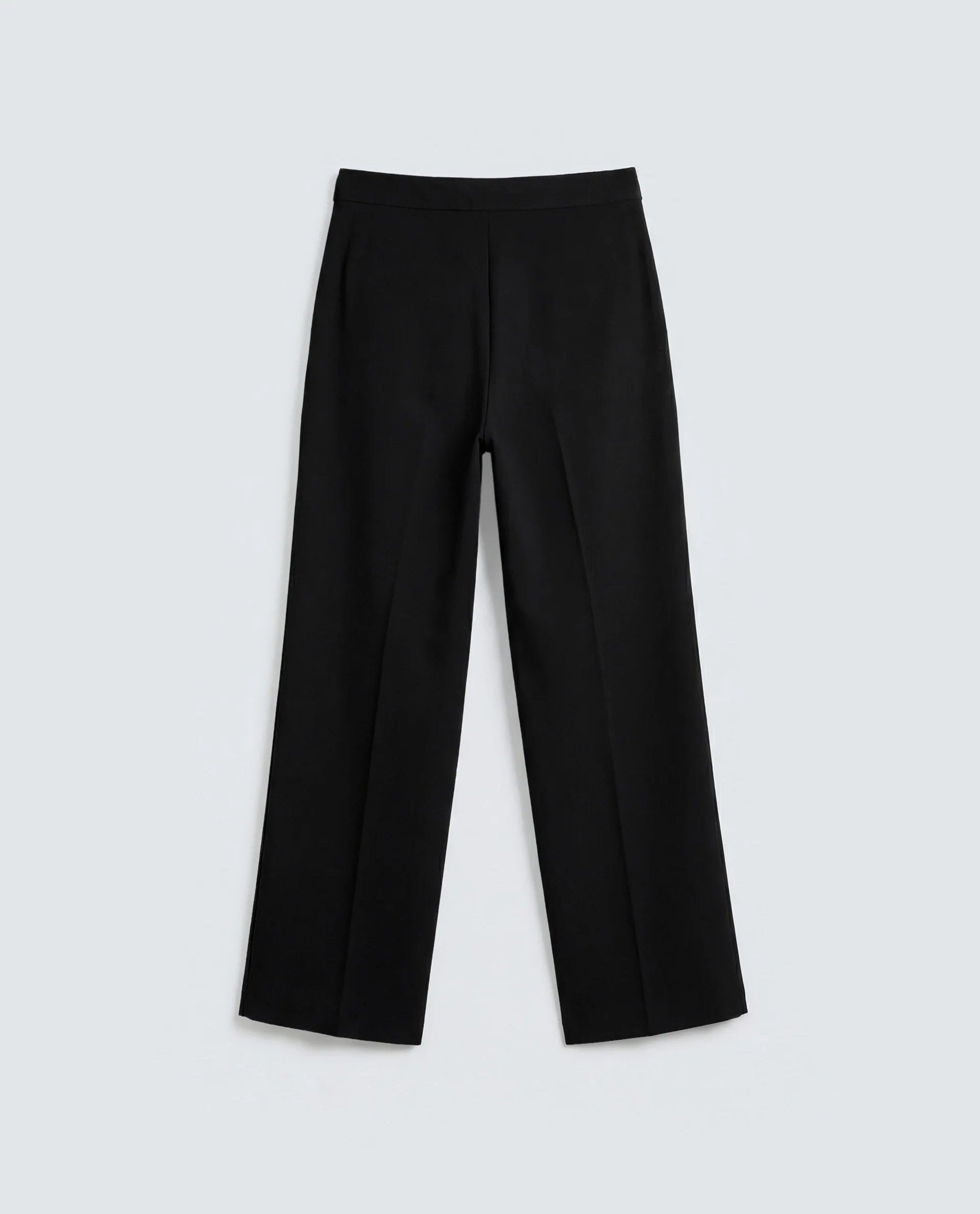 Rareism Women's Srait-1 Black Polyester Blend Fabric Straight Plain Trouser