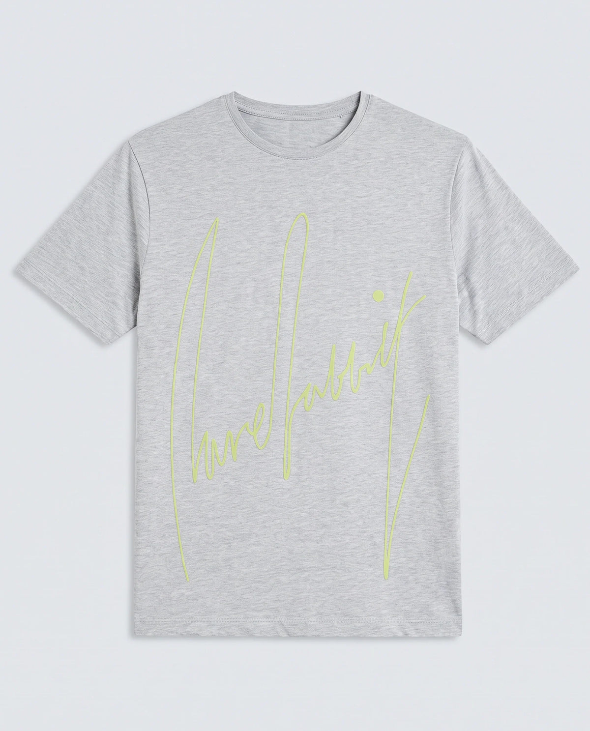 Rare Rabbit Men's Berg-S26 Melange Grey Cotton Blend Fabric Half Sleeve Crew Neck Regular Fit Printed T-Shirt