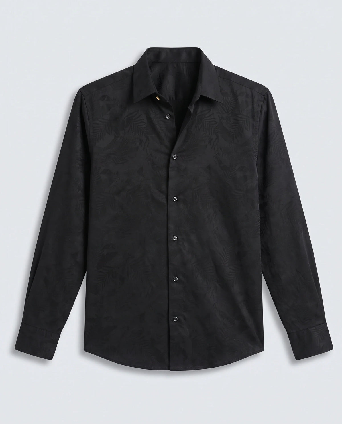 Rare Rabbit Men's Blen Black Cotton Fabric Full Sleeve Spread Collar Button Regular Jacquard Shirt