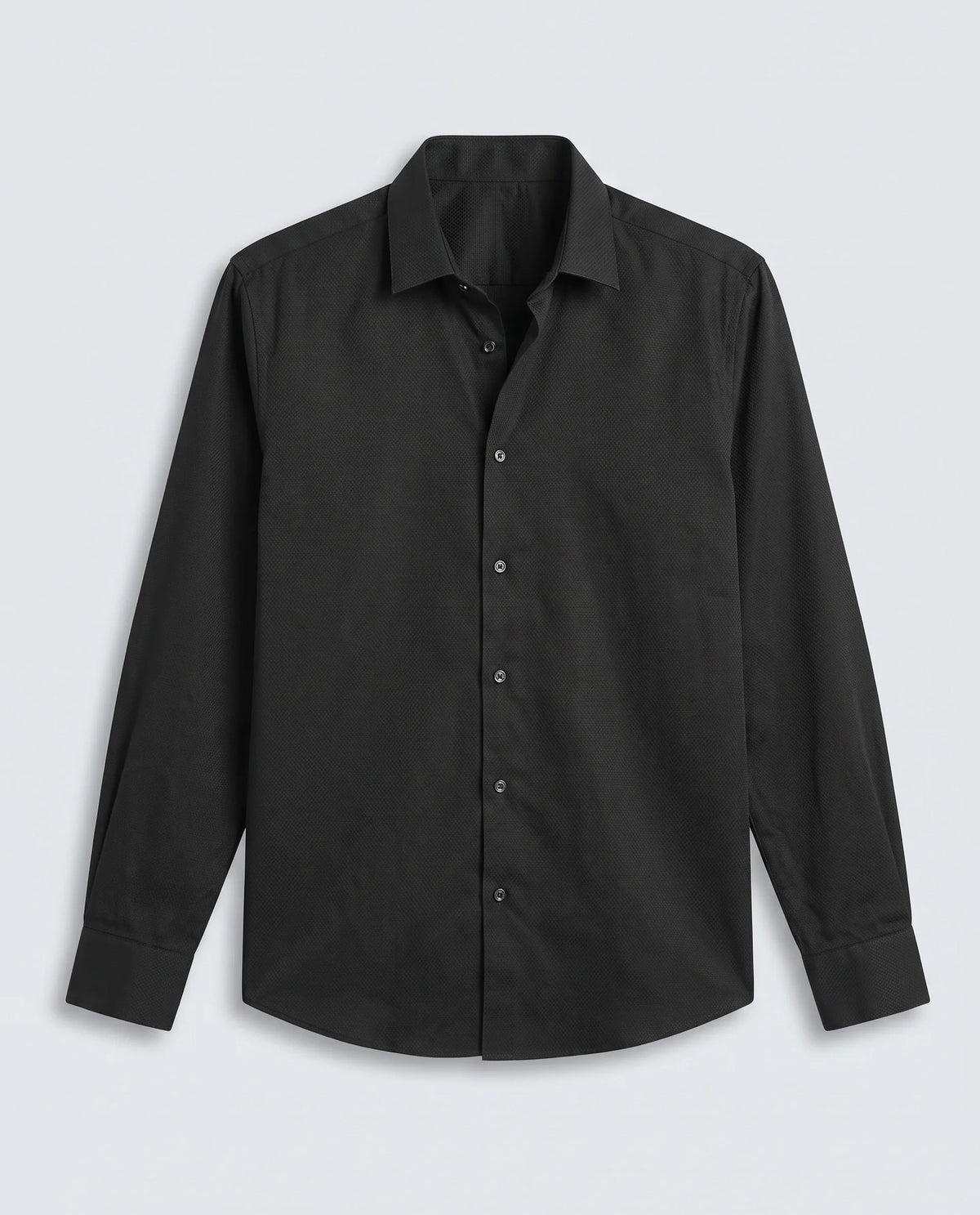 Rare Rabbit Men's Blene Black Cotton Full Sleeve Spread Collar Regular Fit Plain Shirt