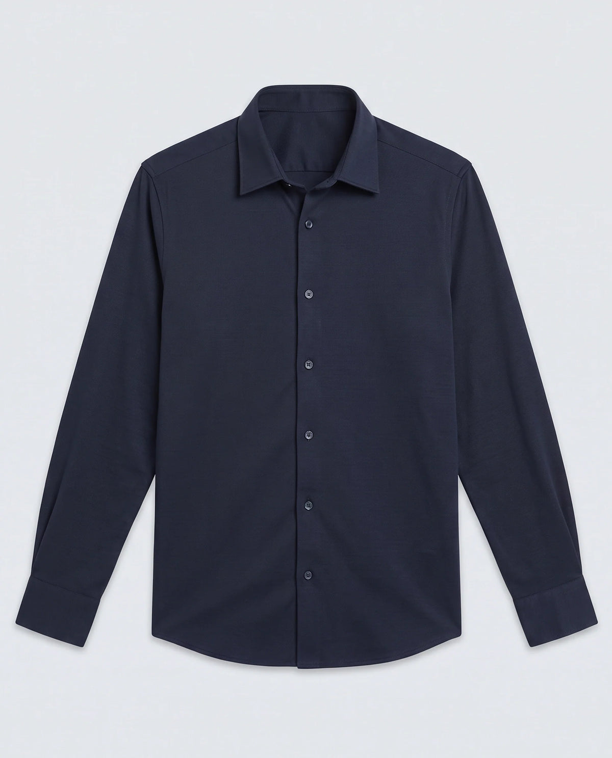 Rare Rabbit Men's Bogi Navy Cotton Blend Full Sleeve Spread Collar Regular Fit Plain Shirt