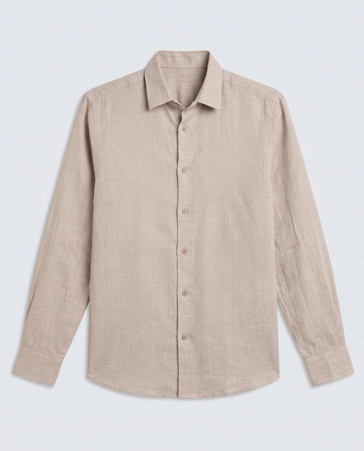 Rare Rabbit Men's Borium-26 Beige 100% Linen Full Sleeve Spread Collar Regular Fit Plain Shirt