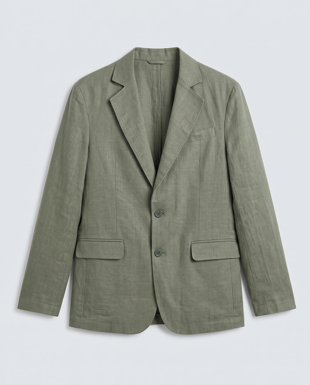 Rare Rabbit Men's Borium-Bl Dusky Green 100% Linen Fabric Full Sleeve Lapel Collar Regular Plain Blazer