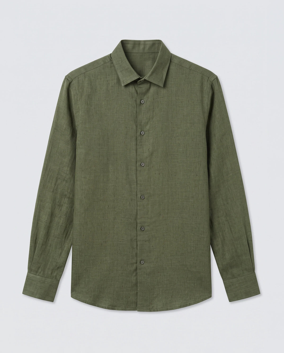 Rare Rabbit Men's Borium-D-26 Dark Green 100% Linen Full Sleeve Spread Collar Regular Fit Plain Shirt